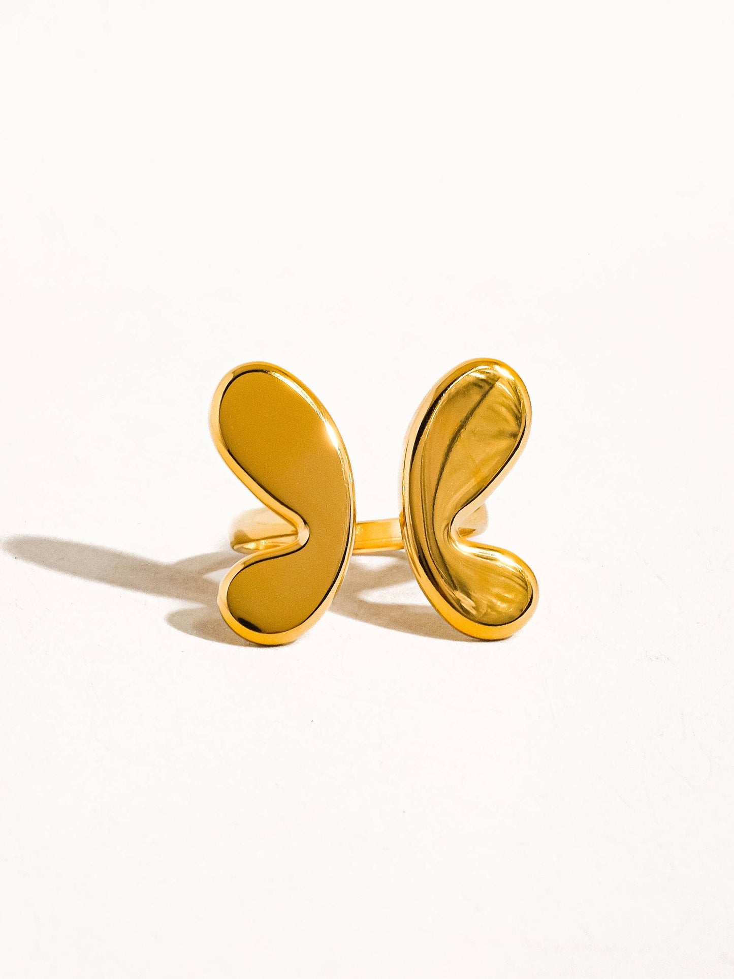Indie 18K Gold Non-Tarnish Butterfly Ring: Yellow Gold