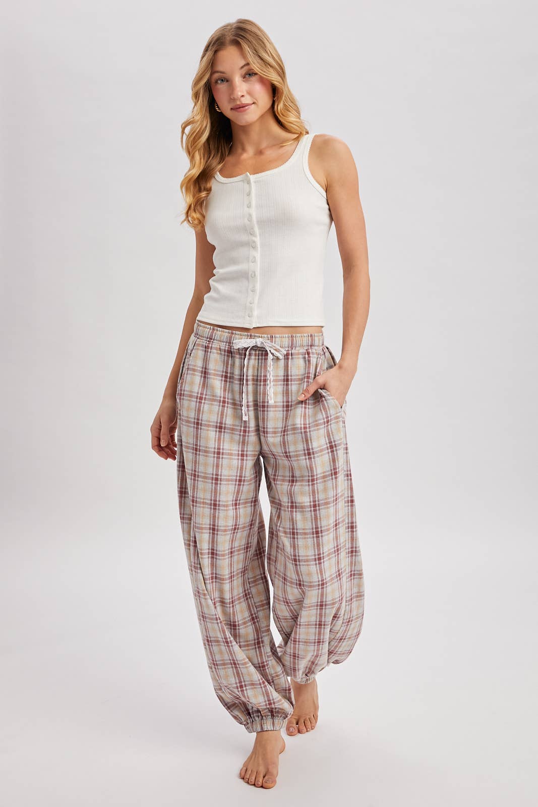 Greer Button Down Pointelle Tank Top: Ivory