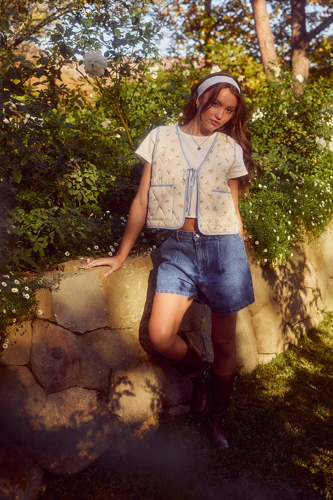 90s Pleated Denim Shorts