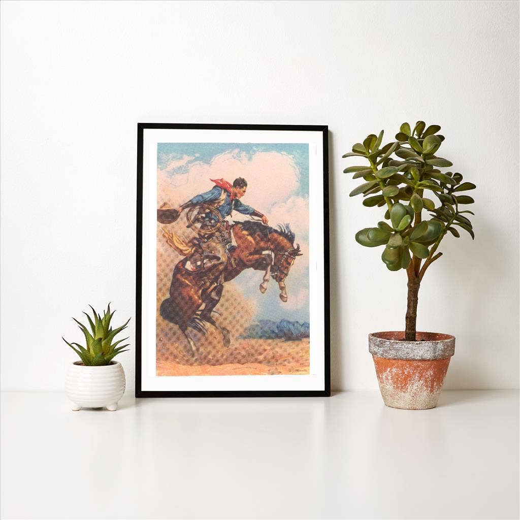 Art Print CB-228 Cowboy on Bucking Bronco