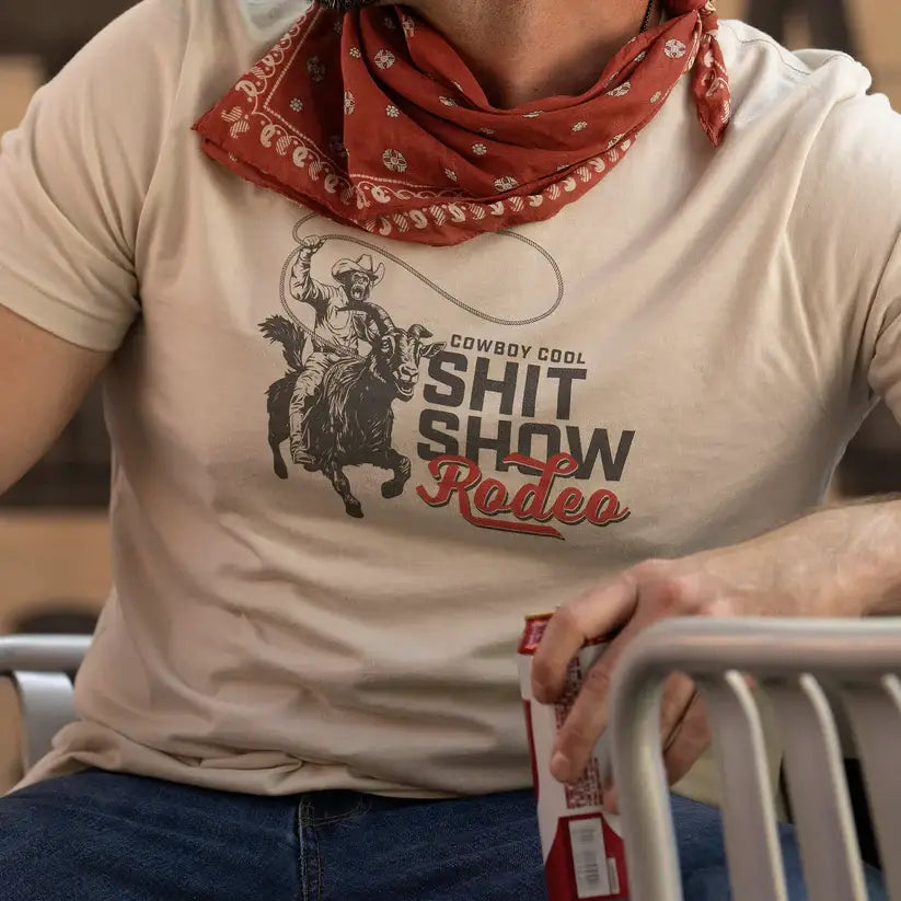 Rodeo Mayhem Western Graphic Tee: Heather Dust