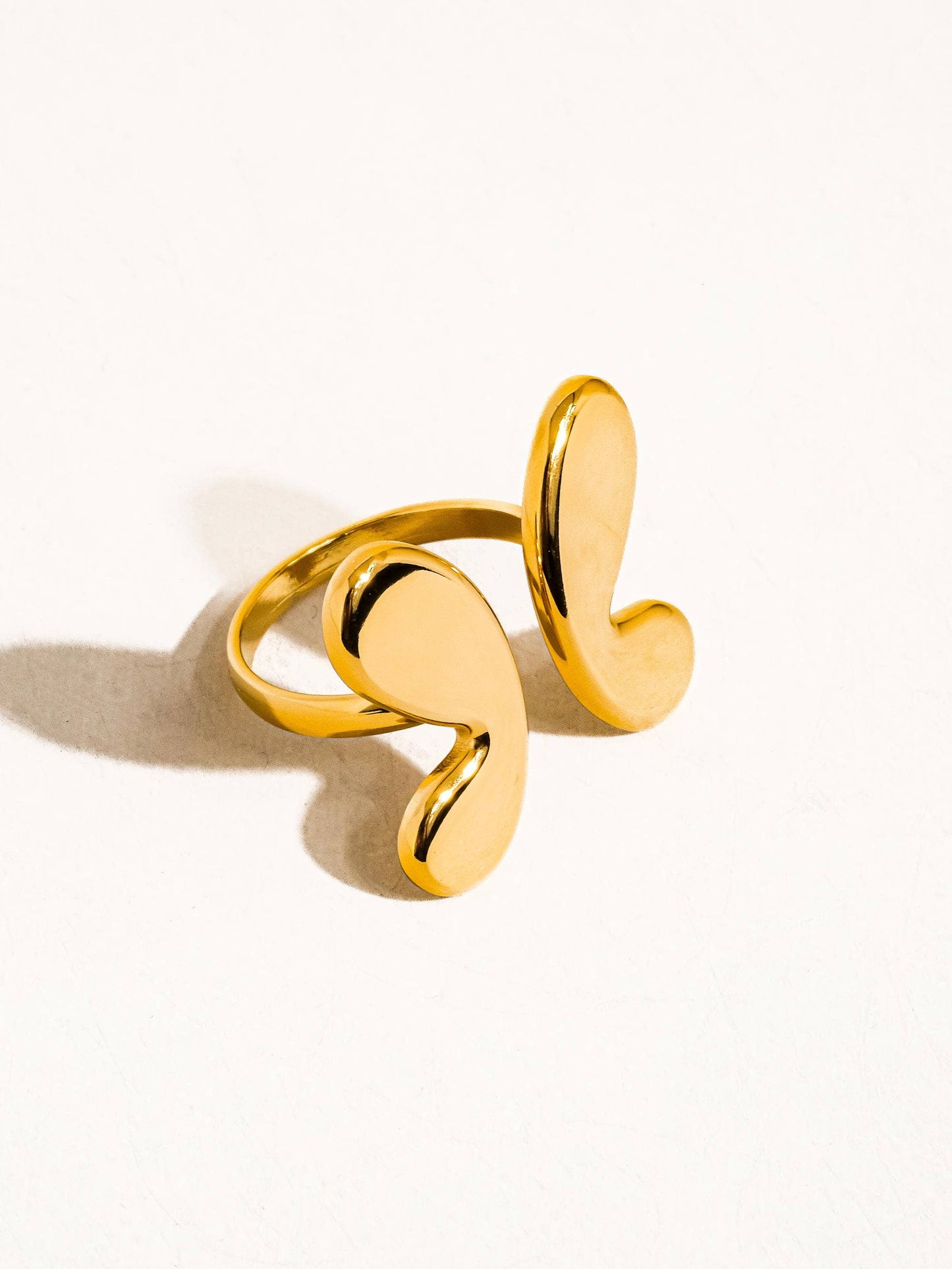 Indie 18K Gold Non-Tarnish Butterfly Ring: Yellow Gold