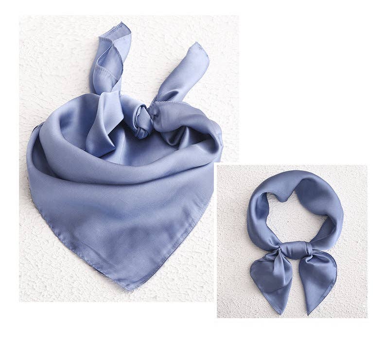 Scarvii - Solid Color Simple Square Scarf: BLUE