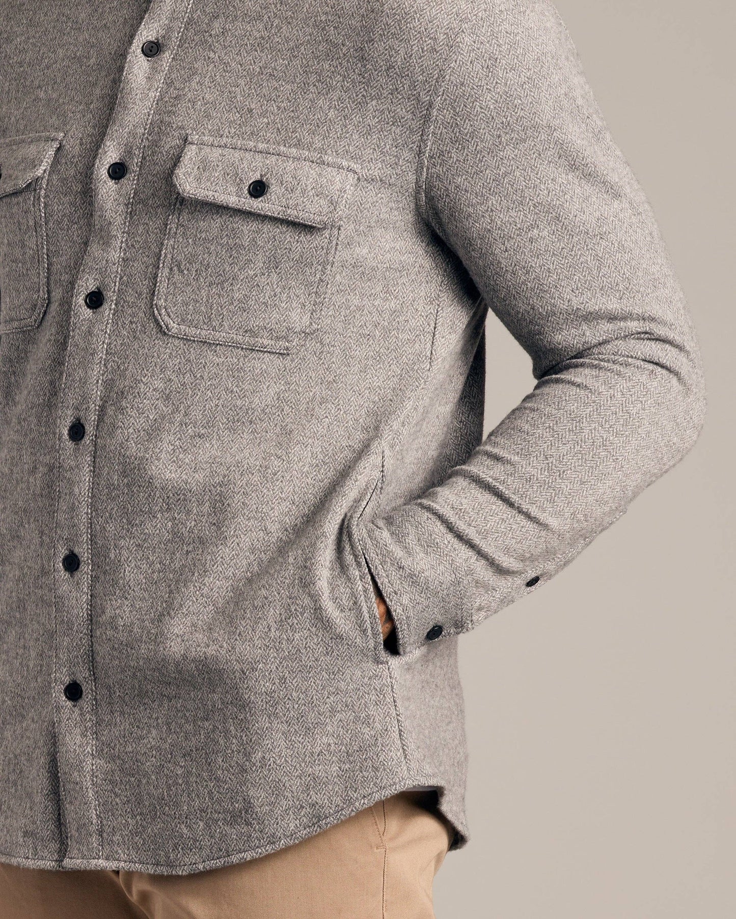 Light Heather Gray Shirt Jacket