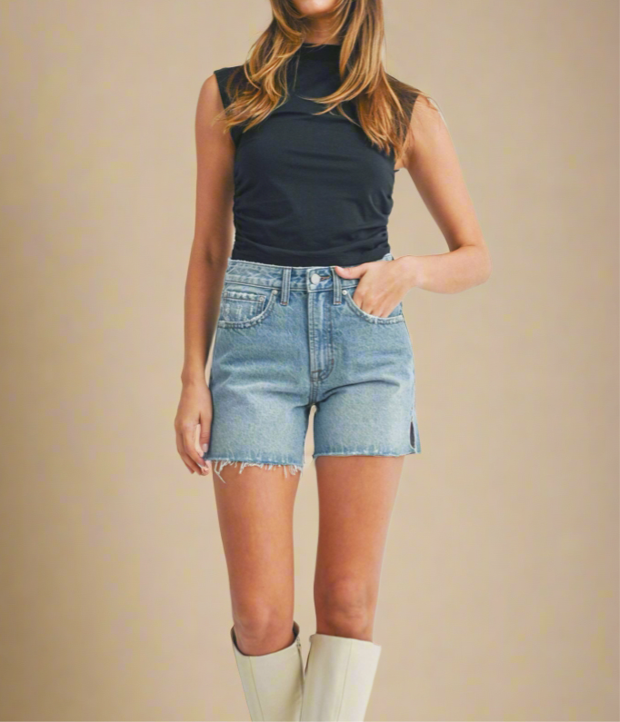Dixie Denim Side Slit Short