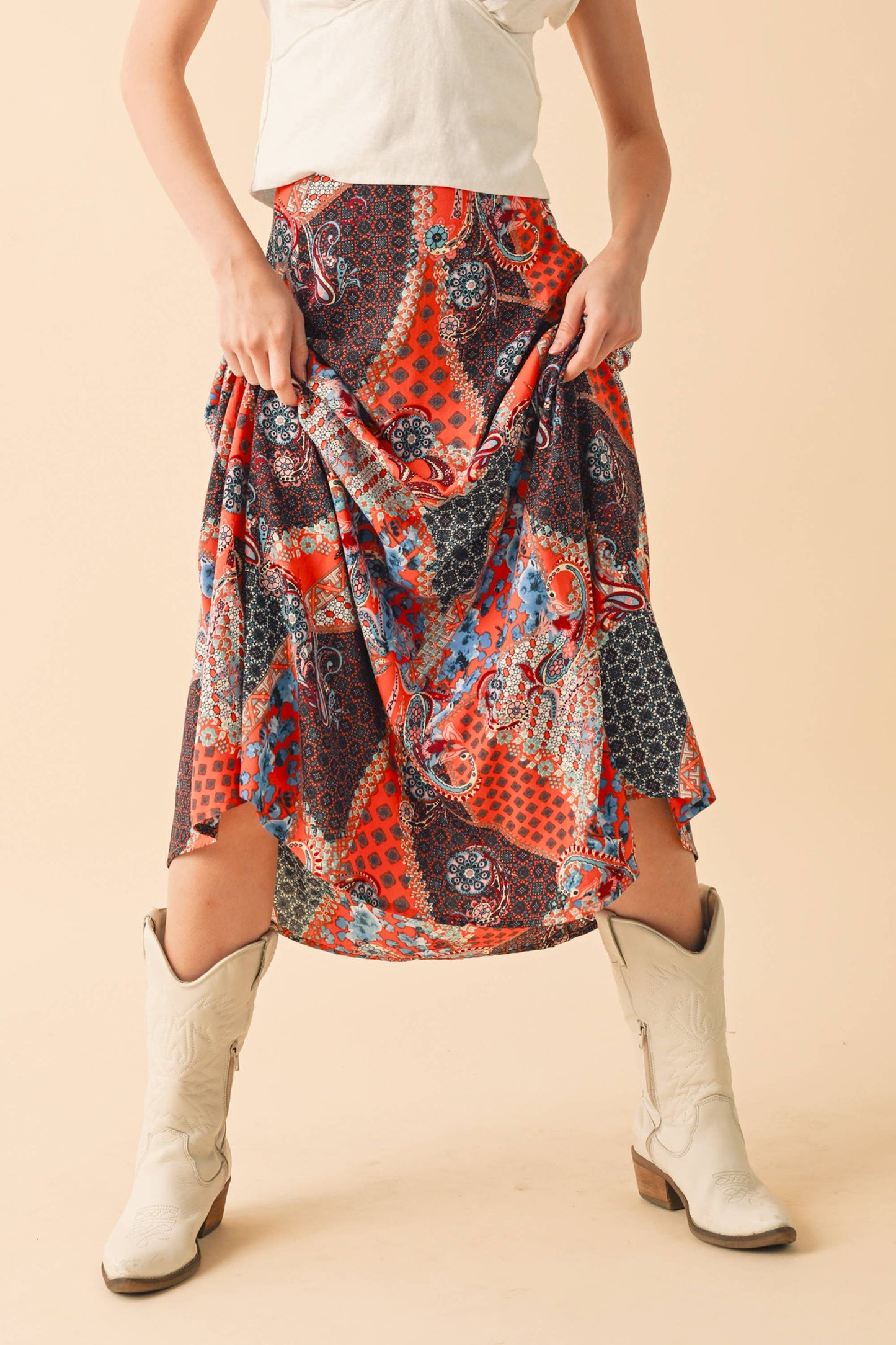 Jane Paisley Print Skirt