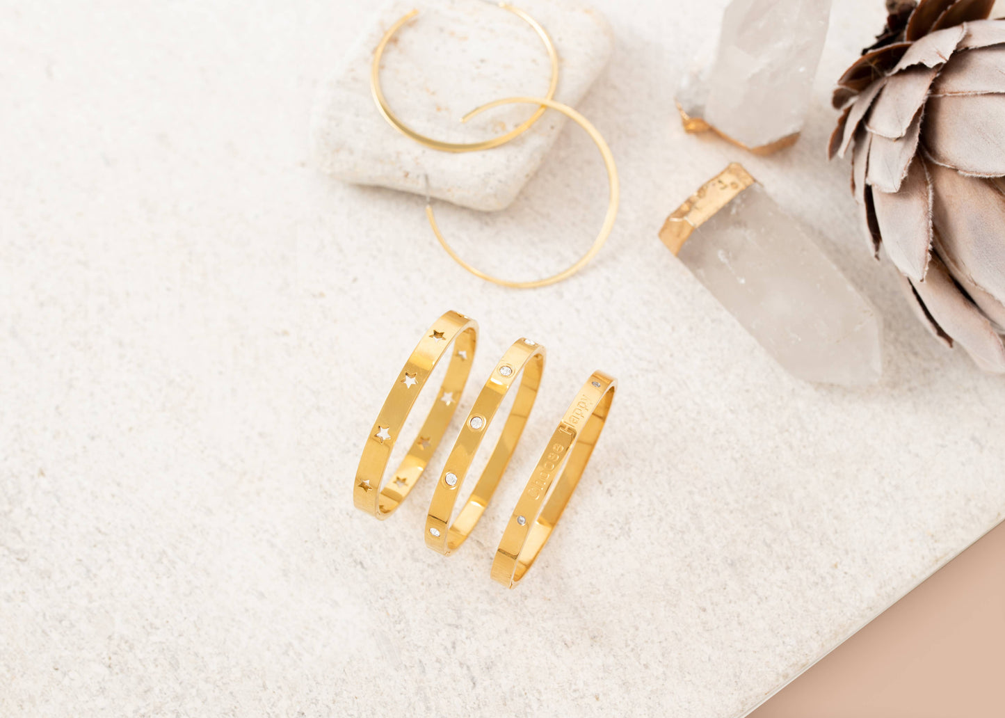 Cubic Zirconia Hinged Bracelet: Gold