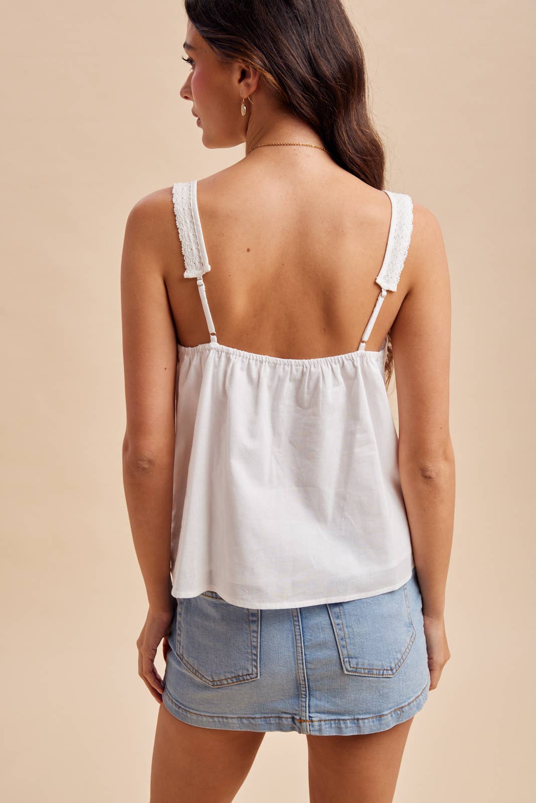 Cassie Cotton Pintuck Lace Top: White