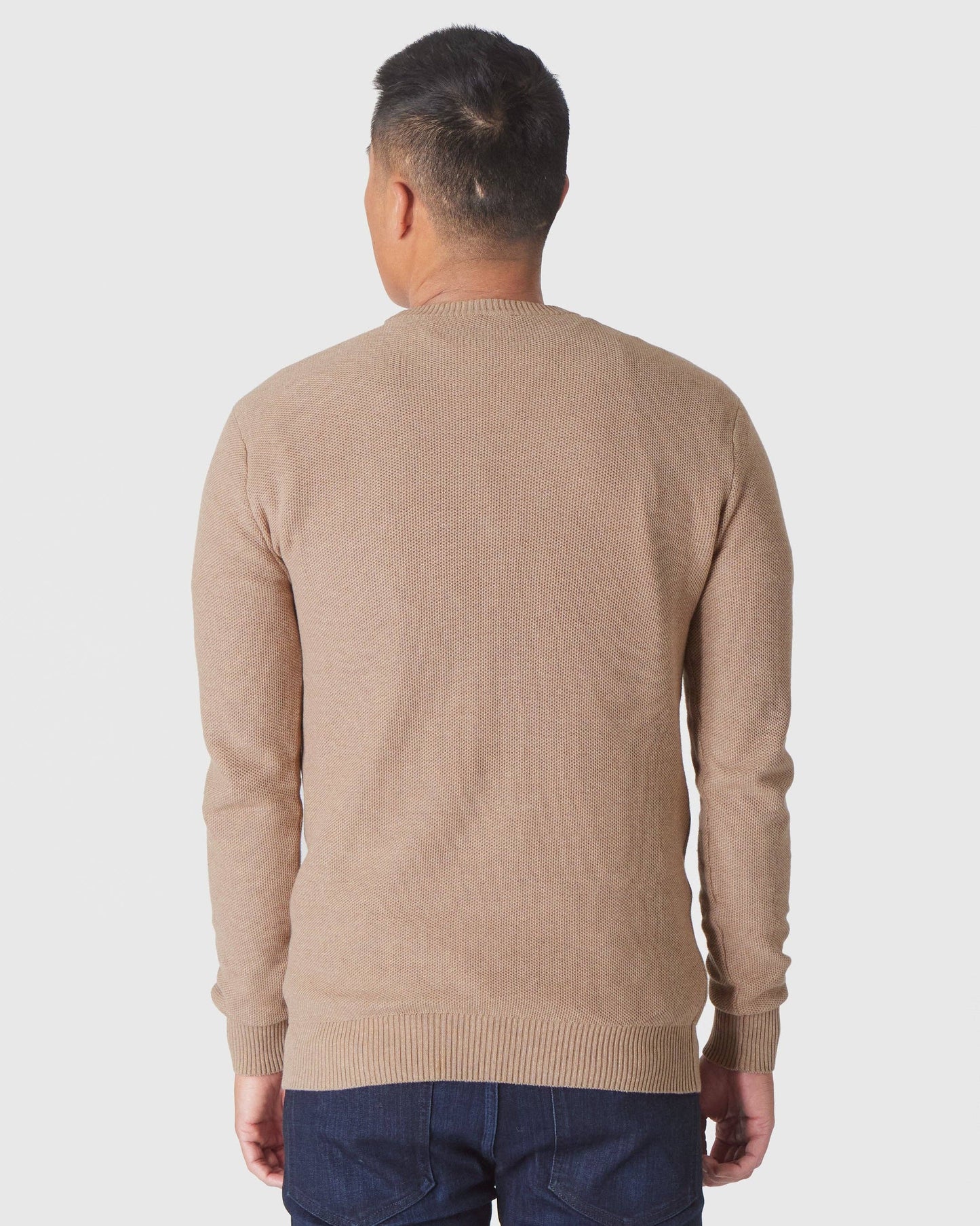 Crew Sweater | Heather Camel Pique