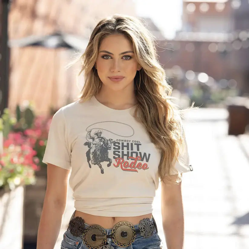 Rodeo Mayhem Western Graphic Tee: Heather Dust