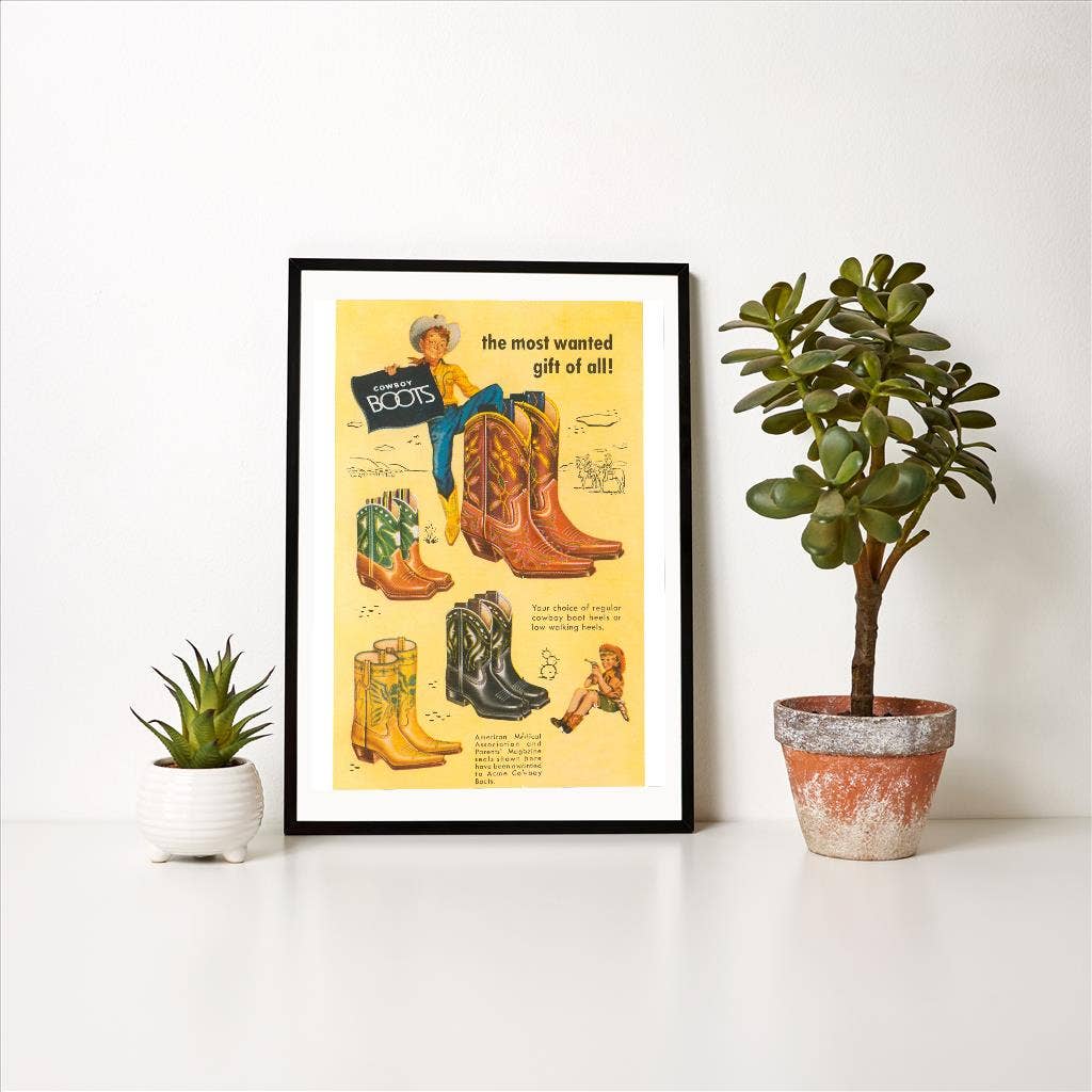 Art Print CB-217 Cowboy Boots for Boys
