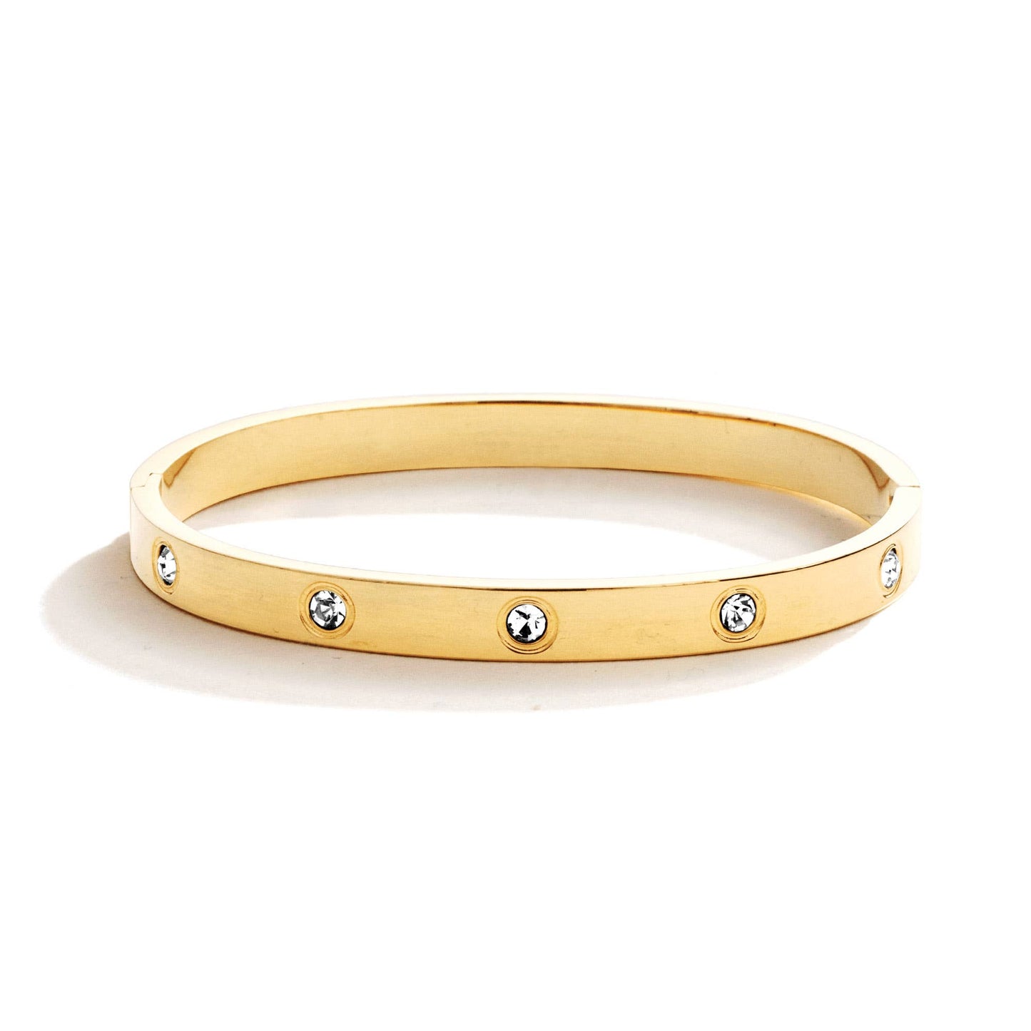 Cubic Zirconia Hinged Bracelet: Gold