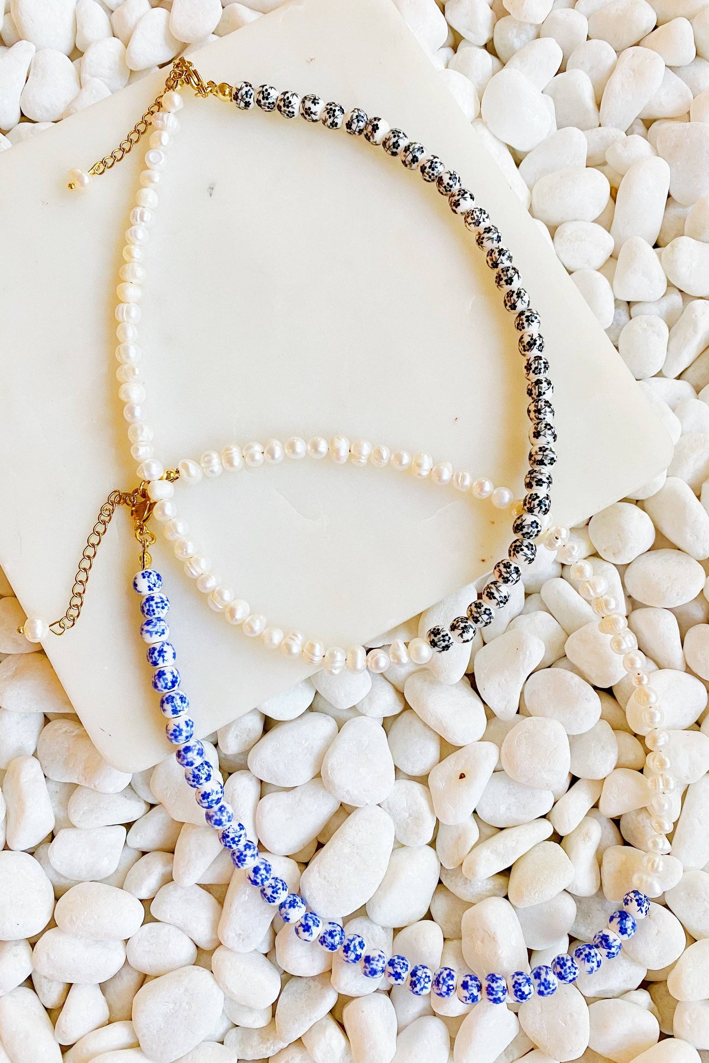 So Fresh Pearl And Porcelain Choker Necklace: Black