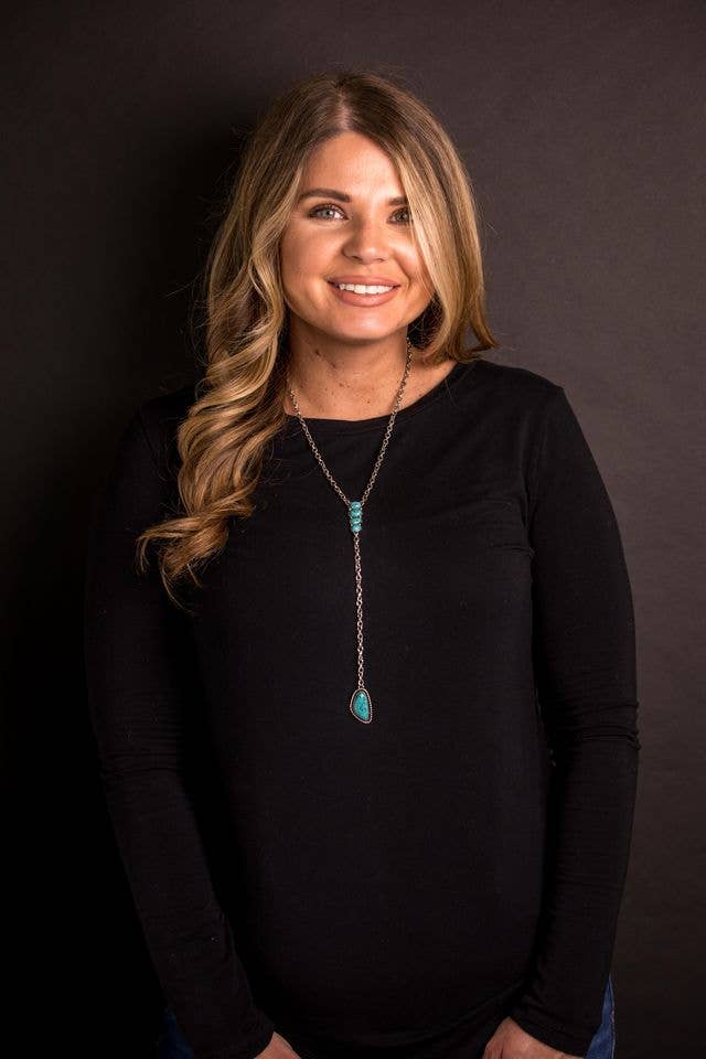 20" Burnished Silver Chain Y Necklace with Turquoise Accents