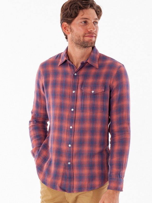 Criquet Double Cloth Flannel Pearl Snap Shirt: Boyd Plaid Navy