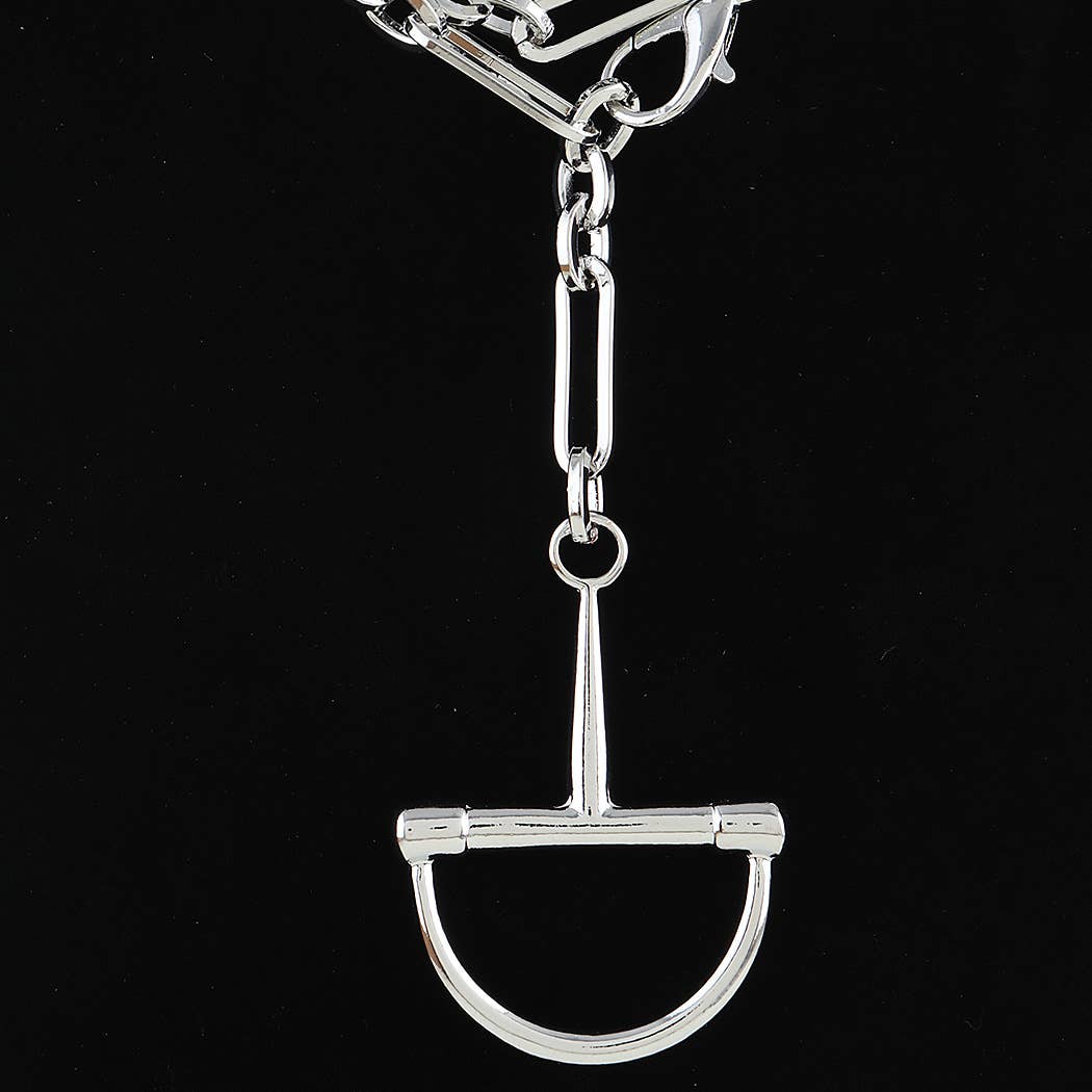 Helena Mixed-Link Equestrian Pendant Necklace: Silver