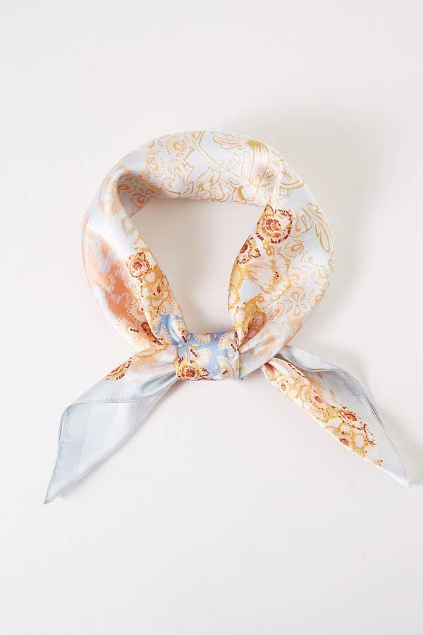 Abstract Floral Print Bandana BS0043: Blue