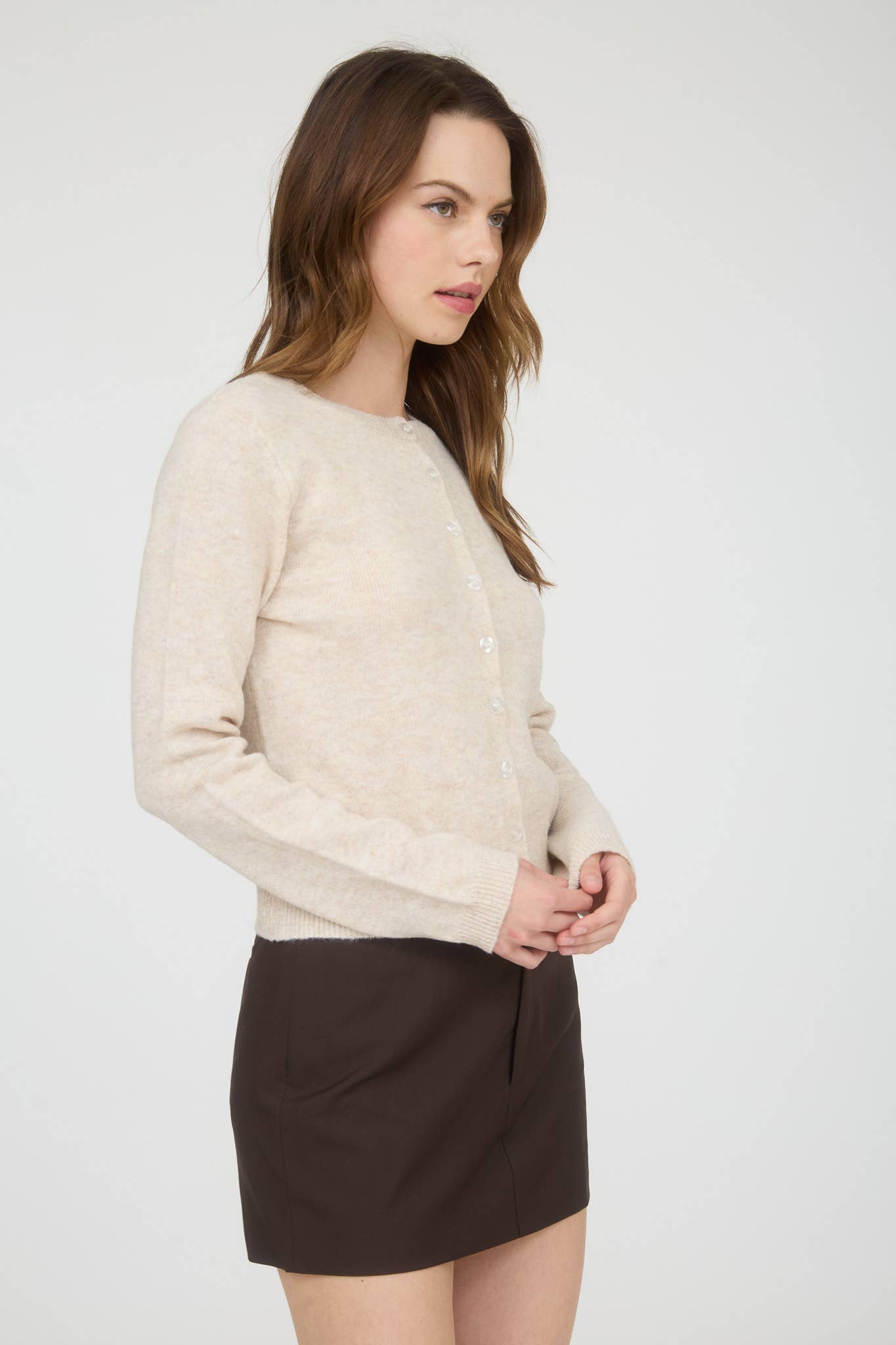 Tiffany Round Neck Button Down Cardigan