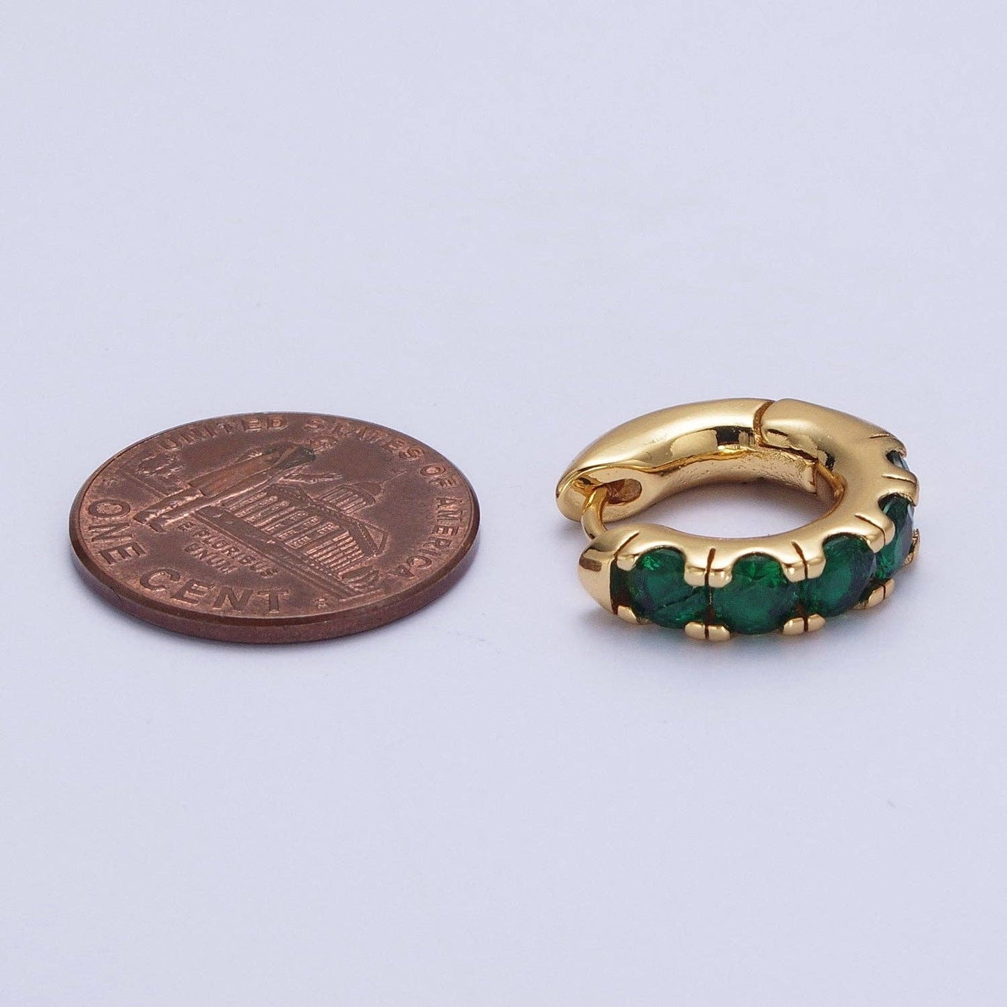 24K Gold Emerald Green Micro Pave Cubic Zirconia