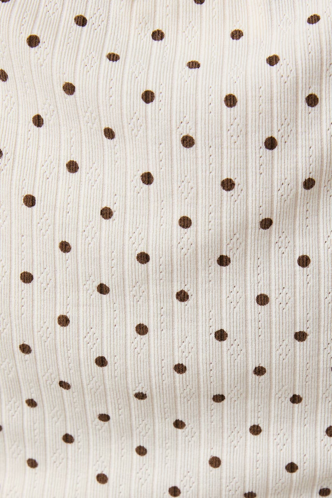 Raina Slouchy Shoulder Sleeveless Polka Dot Top: Cream Brown