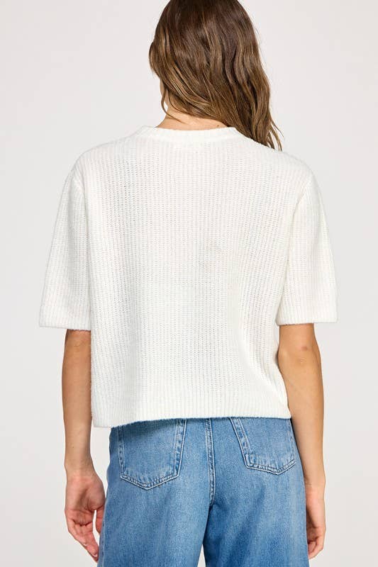 Courtney Super Soft Loose Fit Button Down Cardigan: Off White