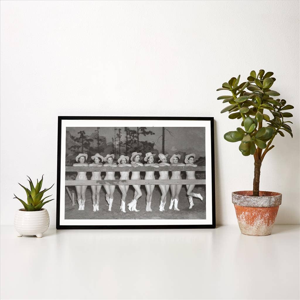 Art Print CG-96 Nude Cowgirls by Fence