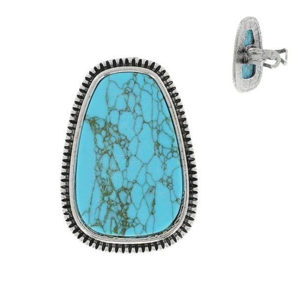 WESTERN TURQUOISE ADJUSTABLE CUFF RING R9779: Sbwt
