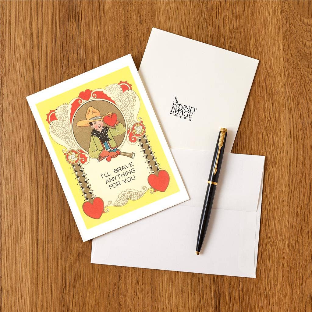 Greeting Card LS-119 Vintage Valentine with Little Cowboy