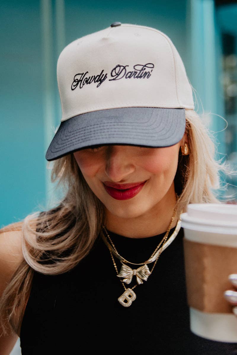 Howdy Darlin' Two-Toned Trucker Hats For Women: Black and Tan