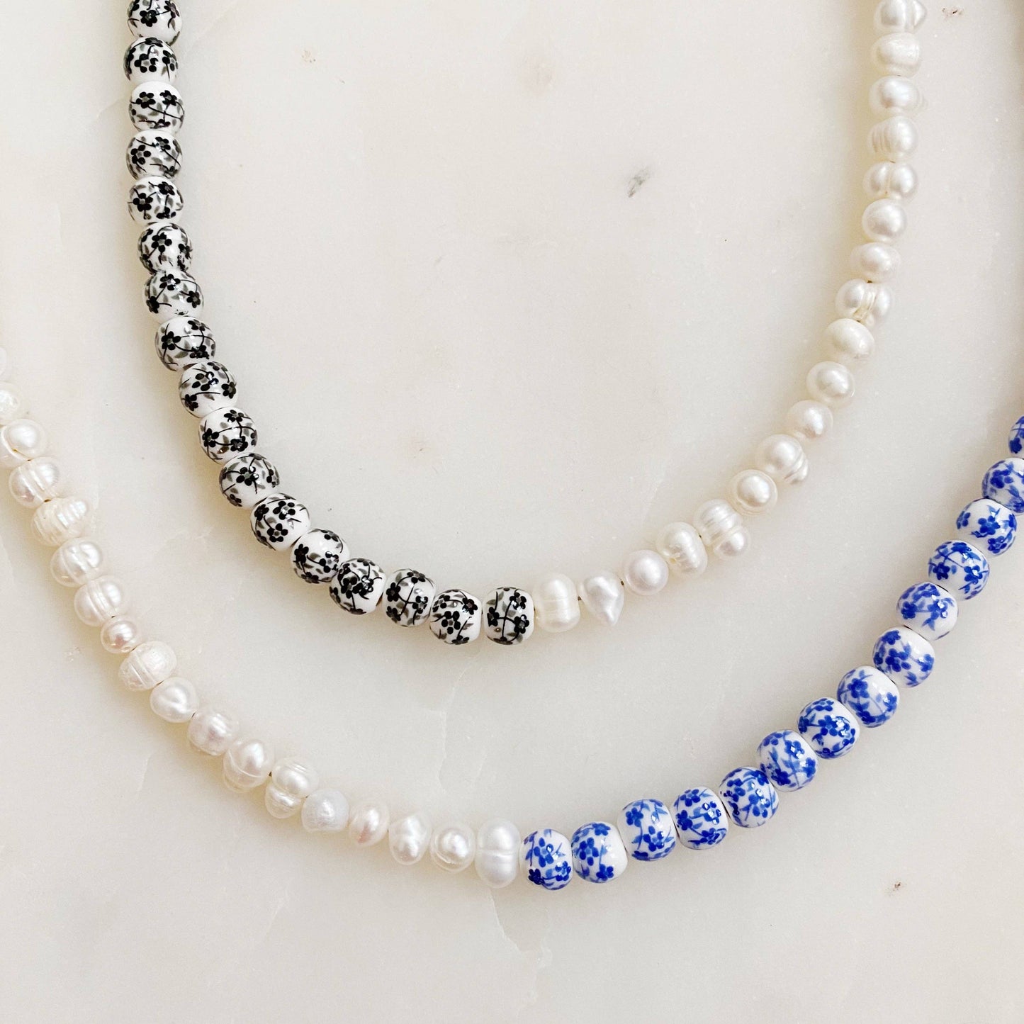 So Fresh Pearl And Porcelain Choker Necklace: Black