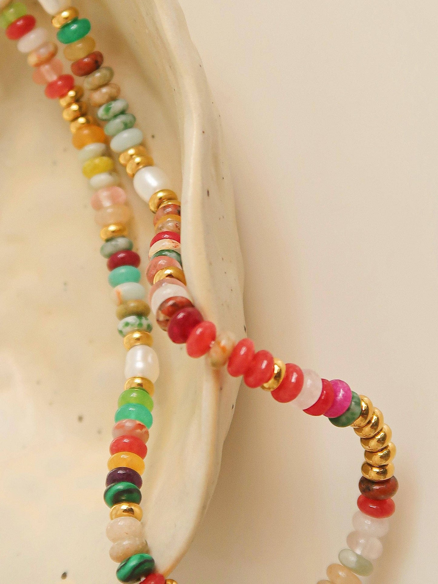 Sunny Non-Tarnish Boho Color Beaded Necklace: Multi-Colored