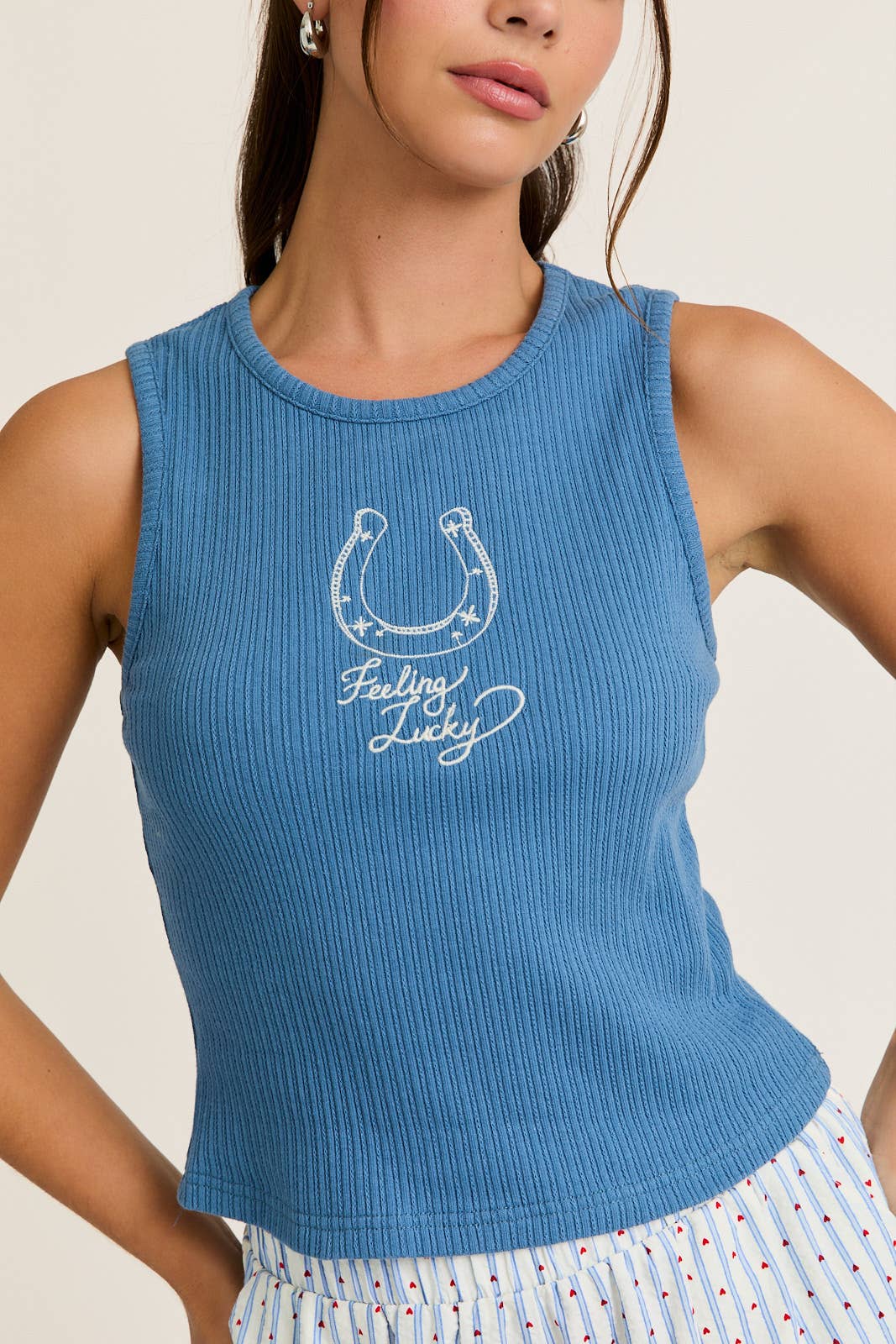 Feeling Lucky Embroidered Tank Top