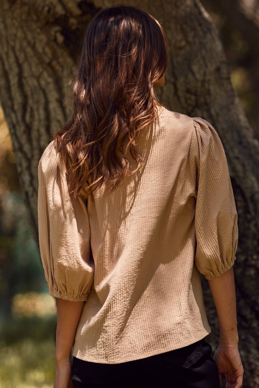 Millie Textured Blouse: Taupe