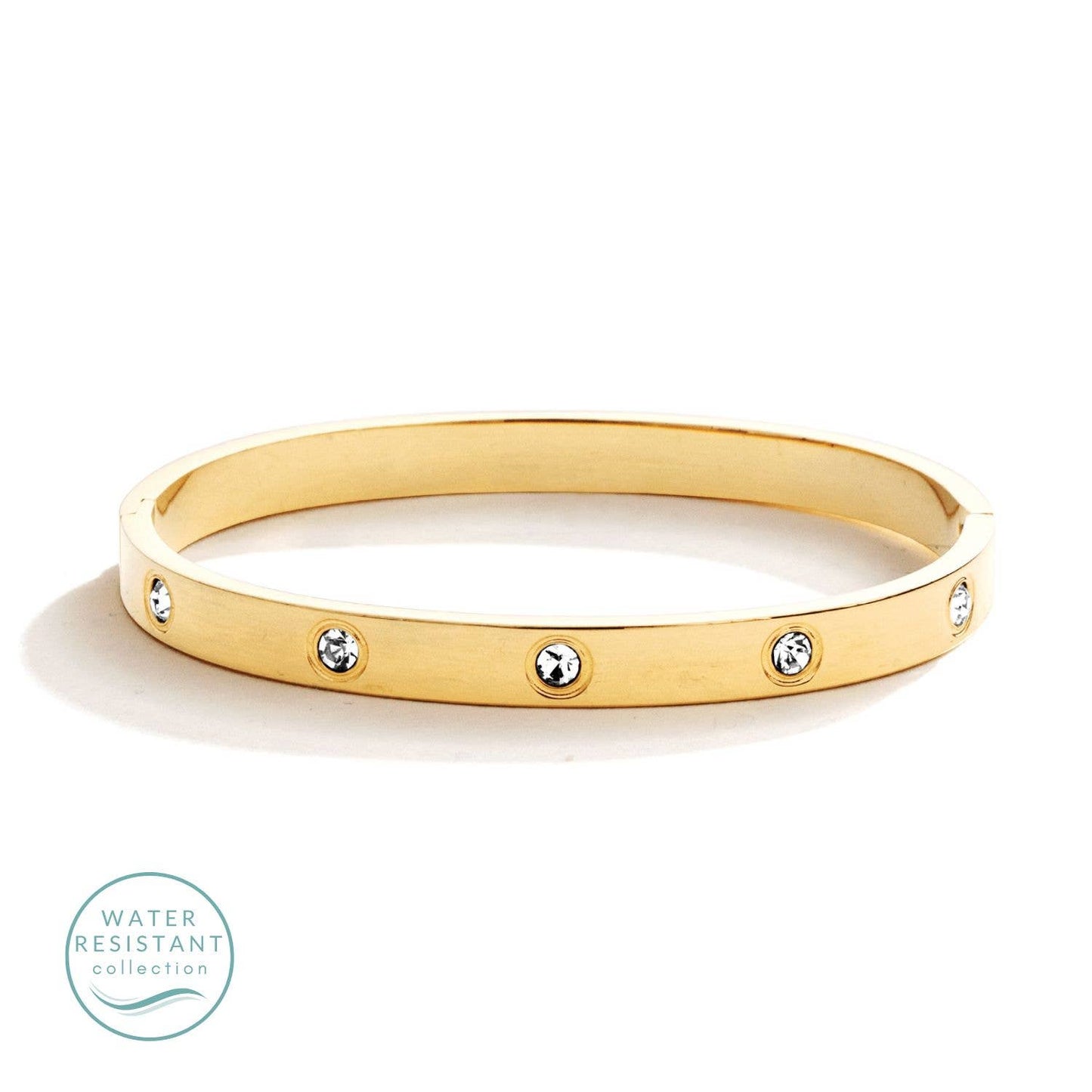 Cubic Zirconia Hinged Bracelet: Gold