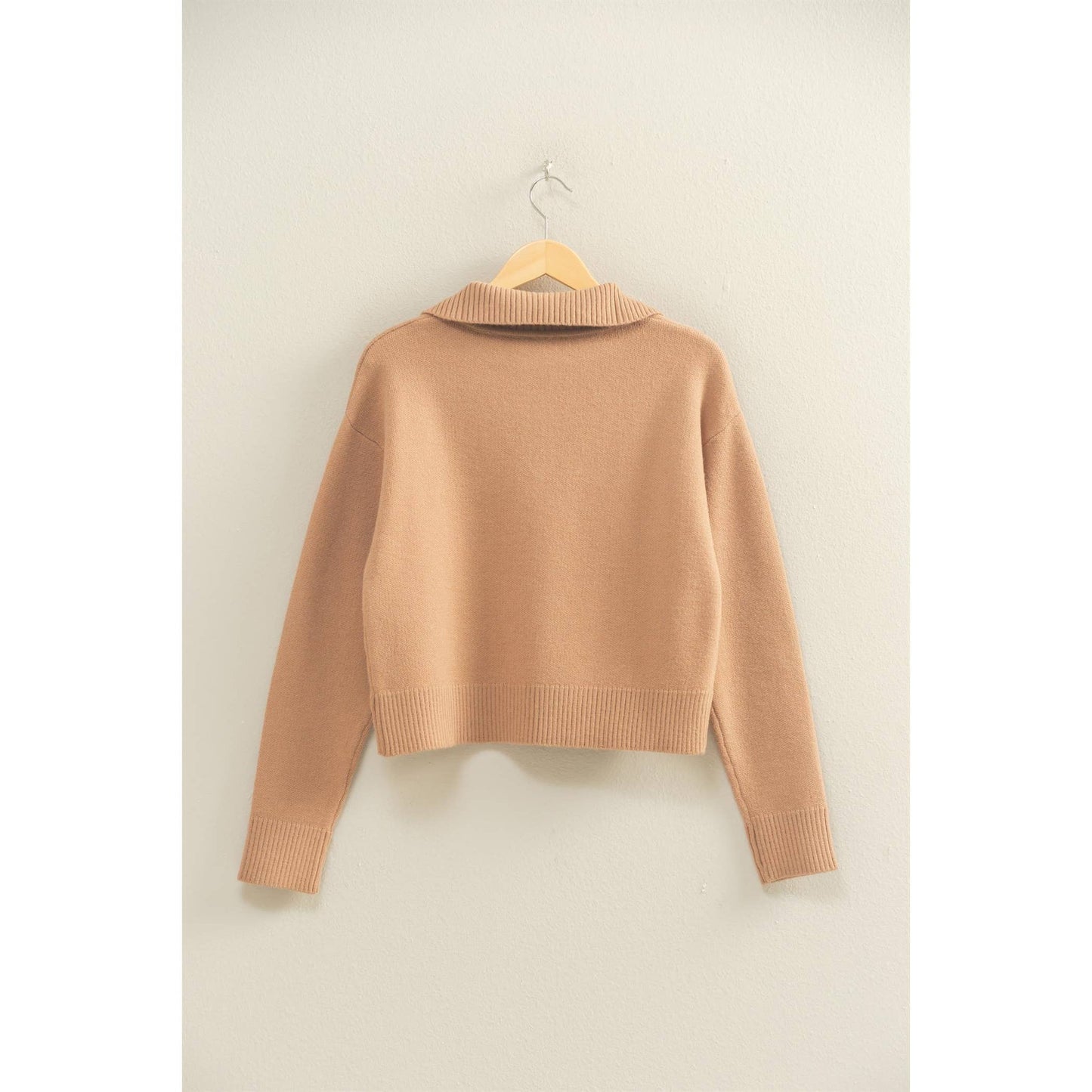 Half Zip Classic Sweater: DARK TAUPE