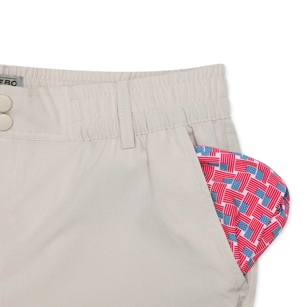 Everyday Short - Light Khaki American Flag Pocket