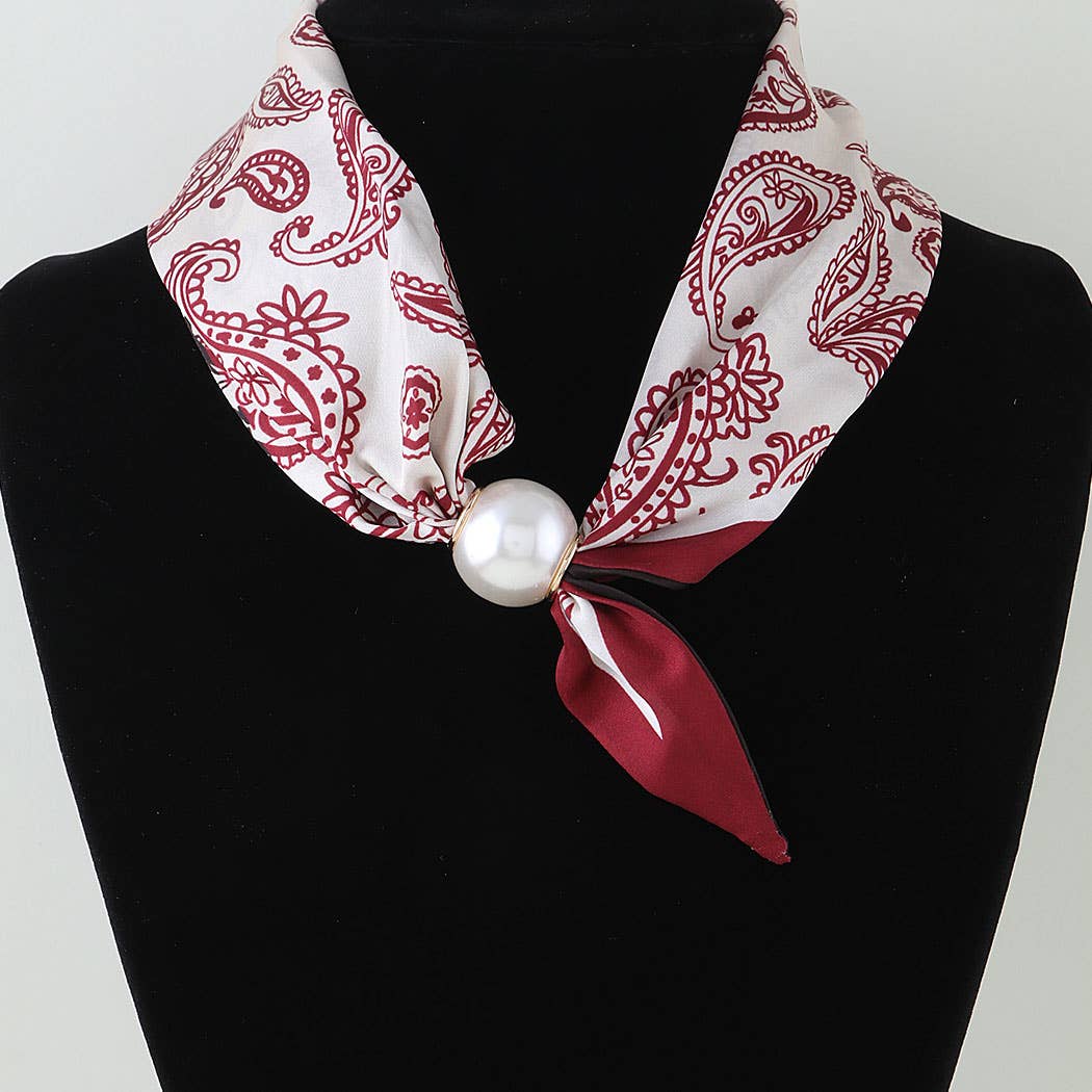 Antique Pearl Stone Toggle Scarf Necklace: BK