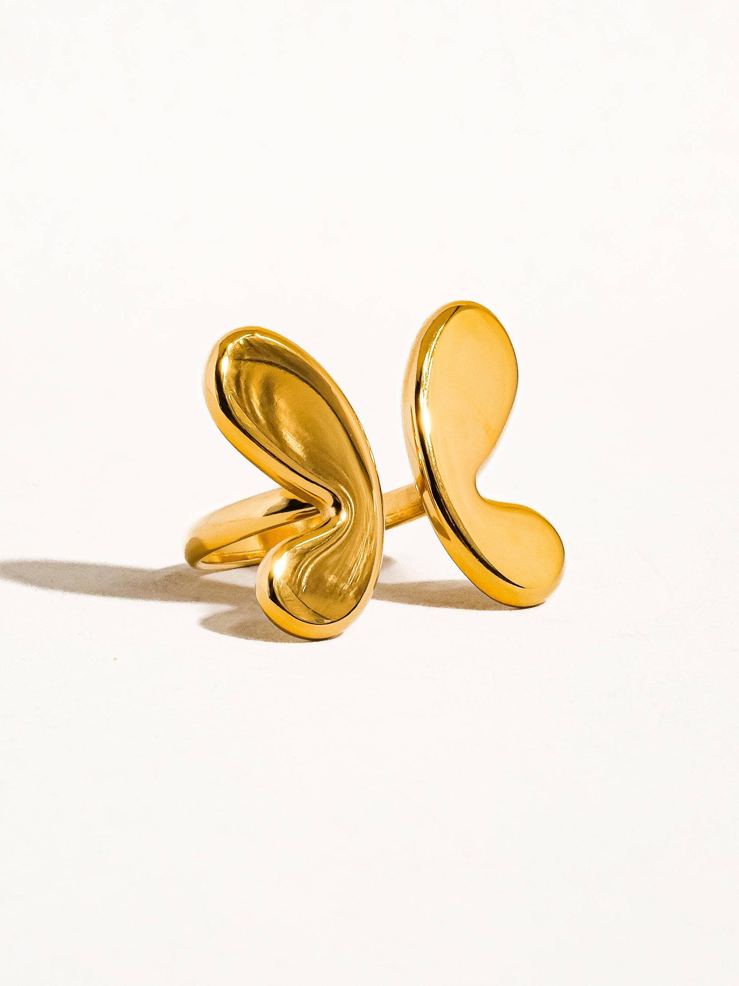 Indie 18K Gold Non-Tarnish Butterfly Ring: Yellow Gold