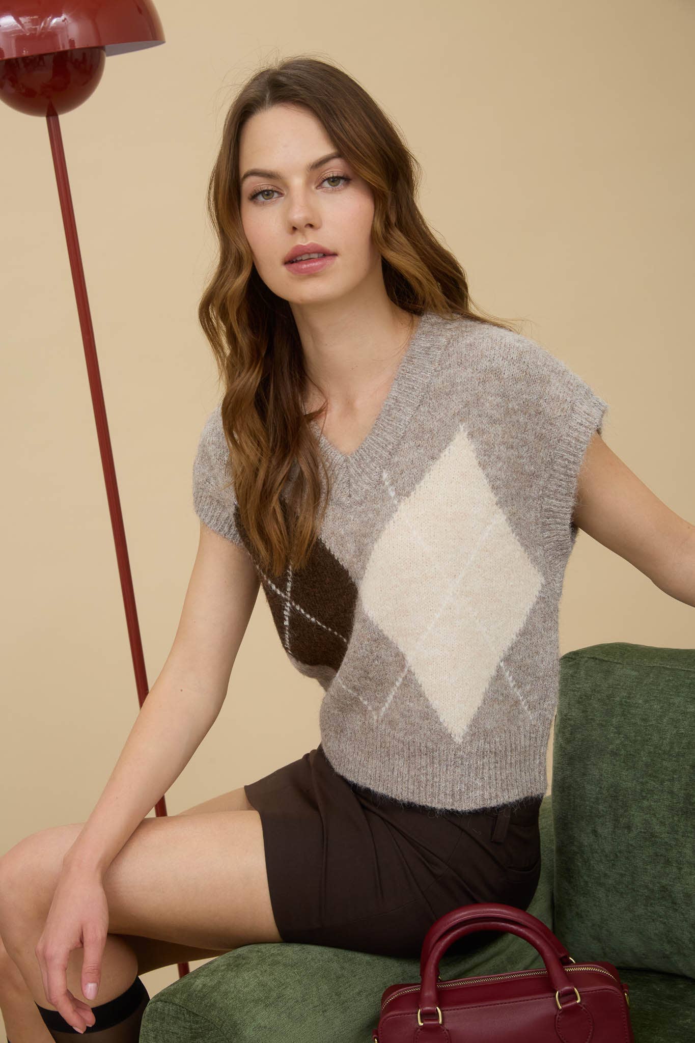 Argyle Pattern V Neck Sweater Vest