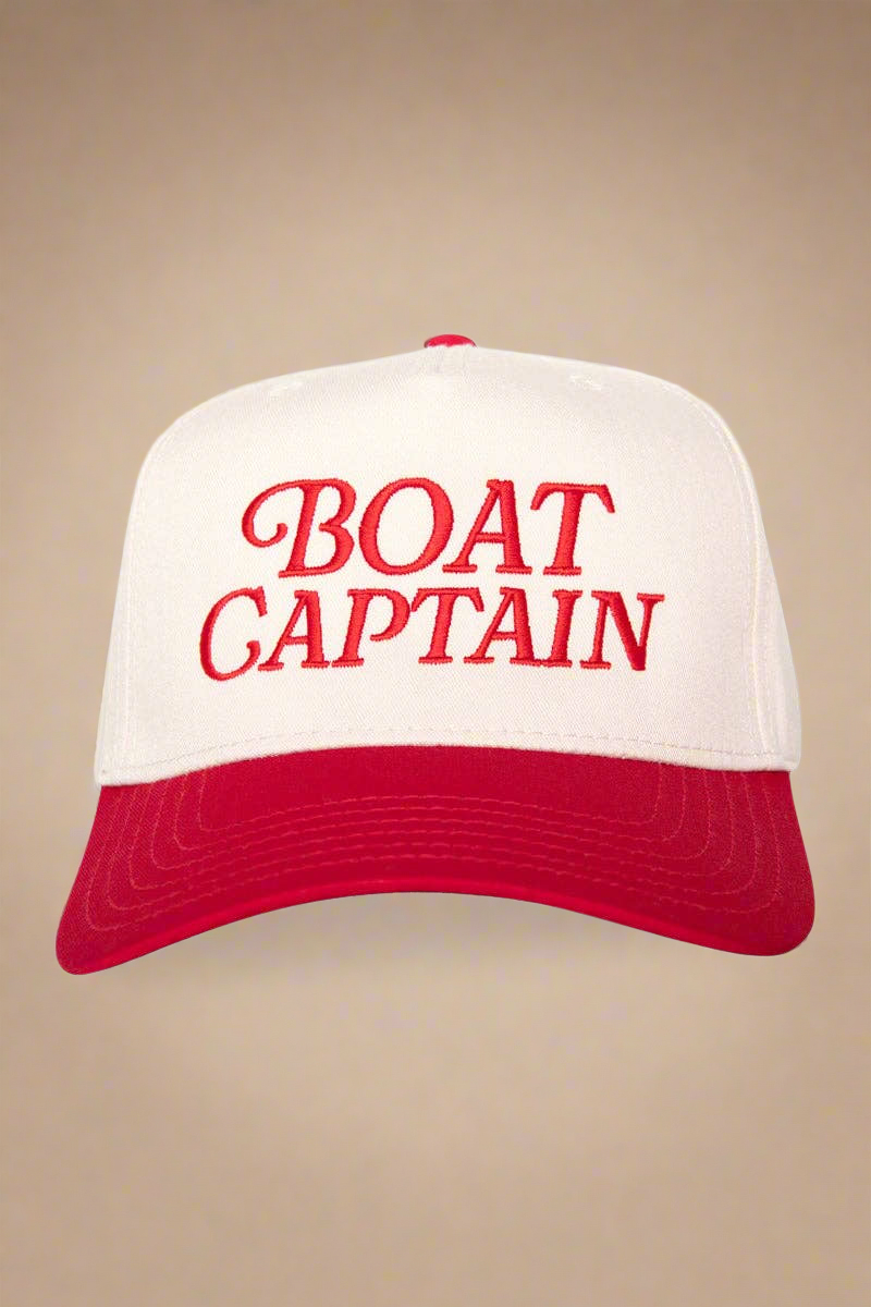 Boat Captain Two-Toned Retro Hat: Red and Tan
