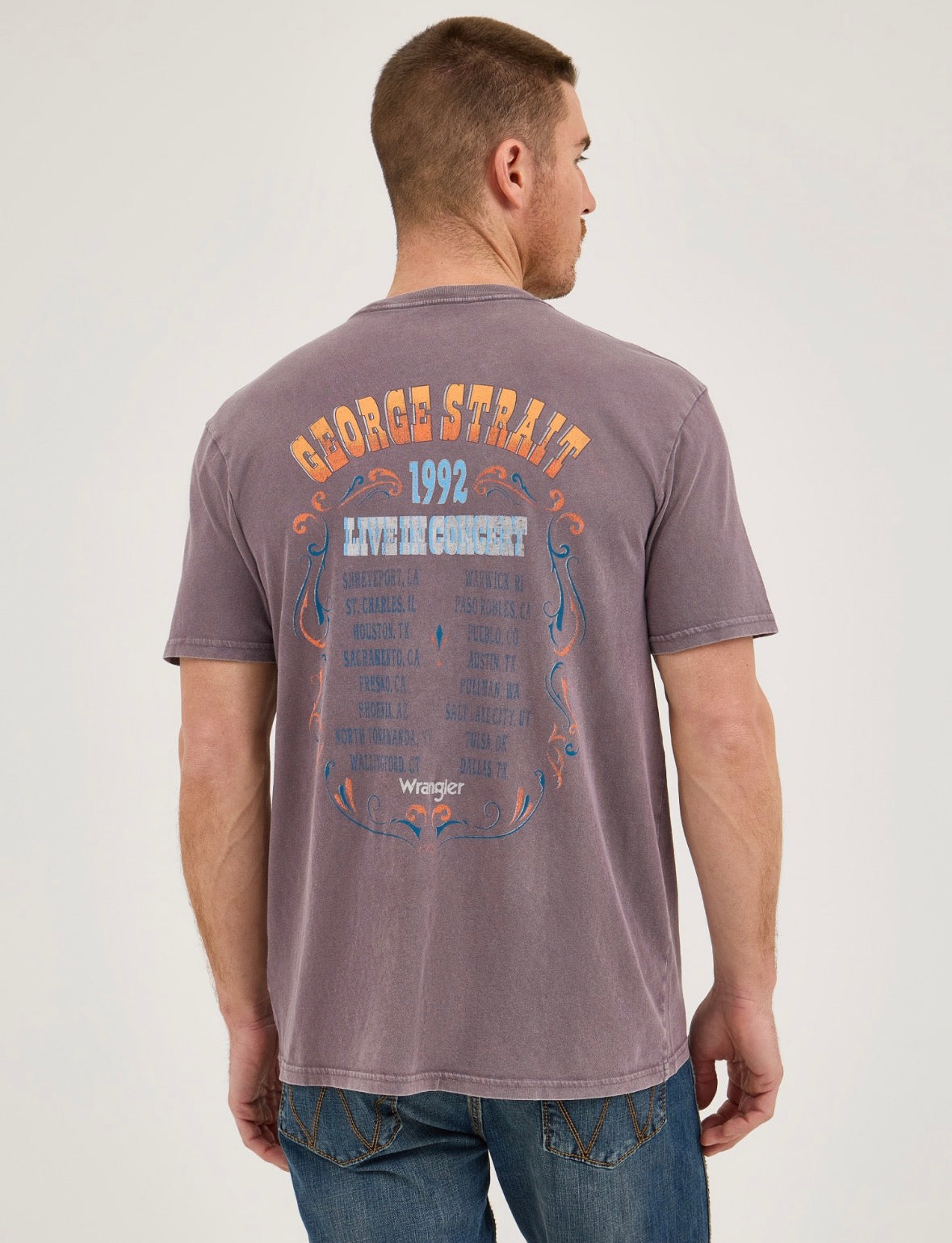 Wrangler Short Sleeve George Strait Unisex T-Shirt: Moonscape (Grey)