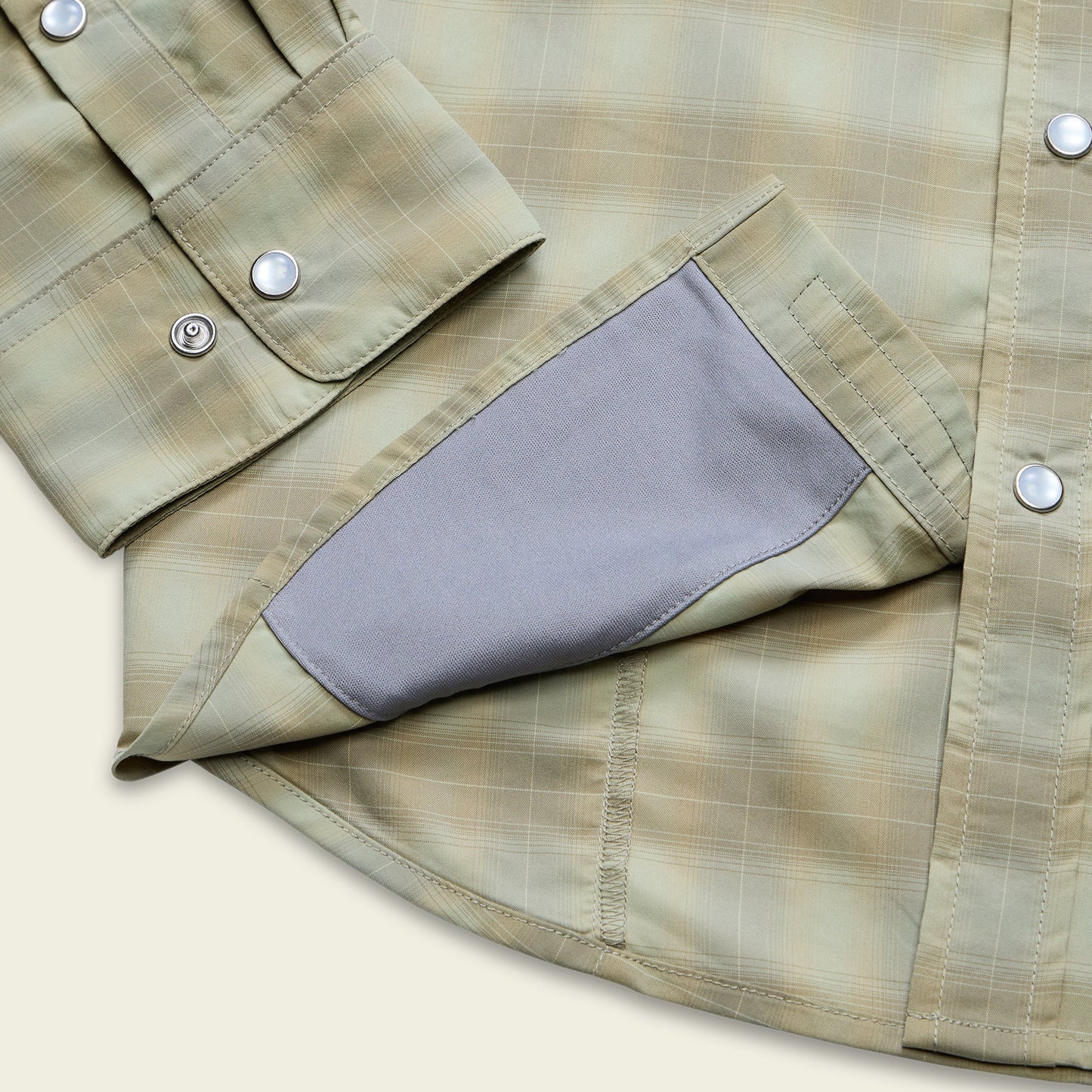 H Bar B Tech Longsleeve: Kent Plaid Fog Green