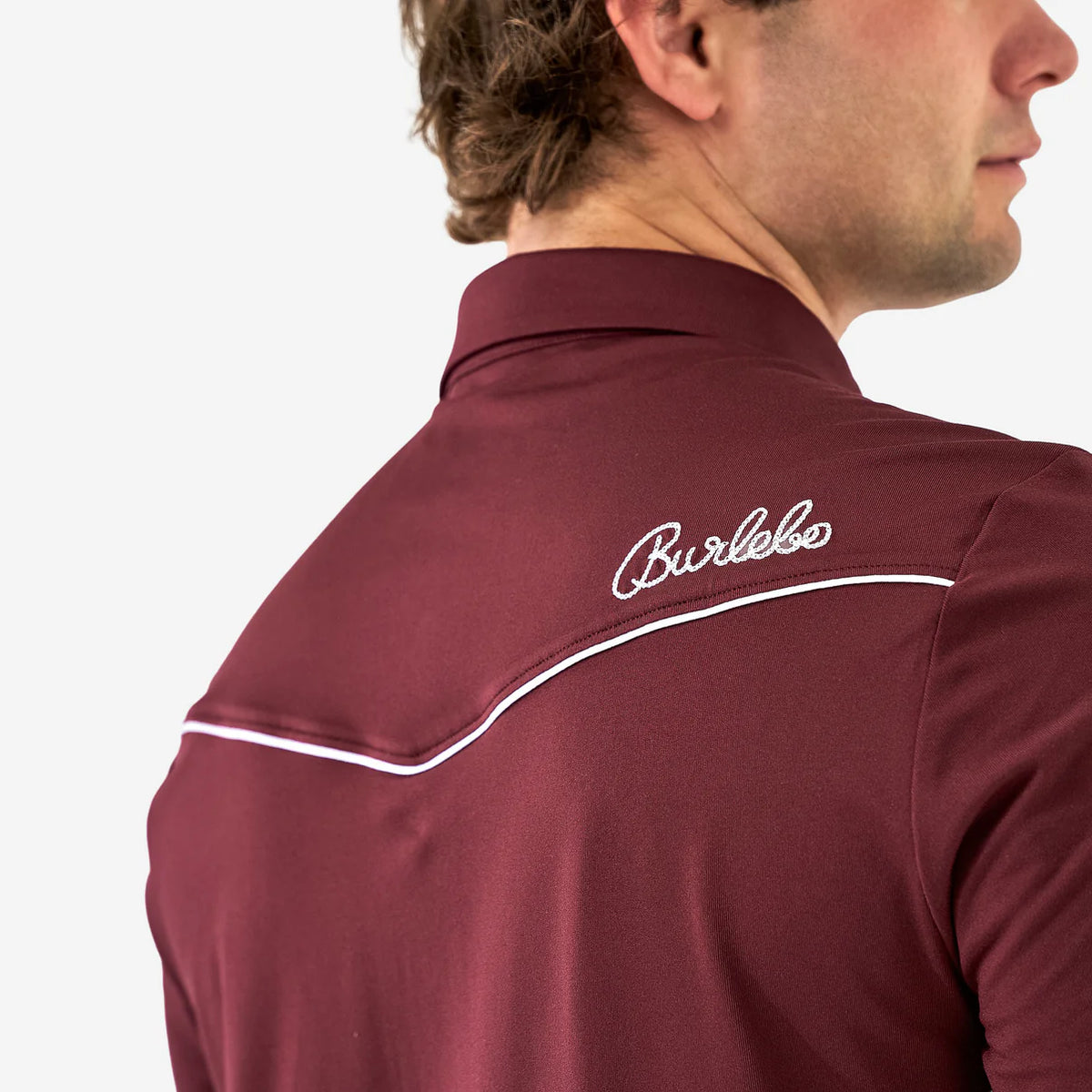 Burlebo Pearl Snap Performance Polo - Maroon