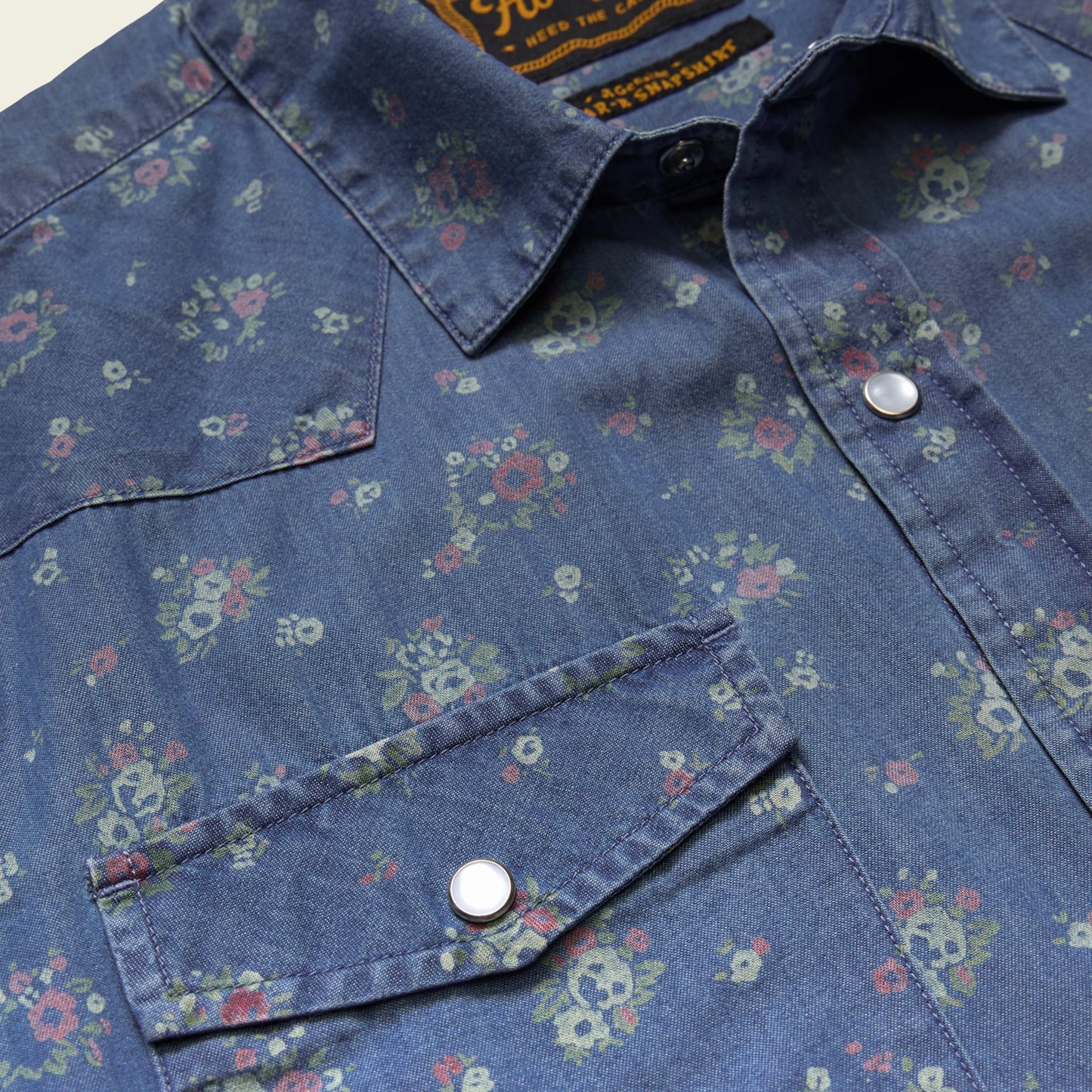 H Bar B Snapshirt: Bouquets - Washed Indigo
