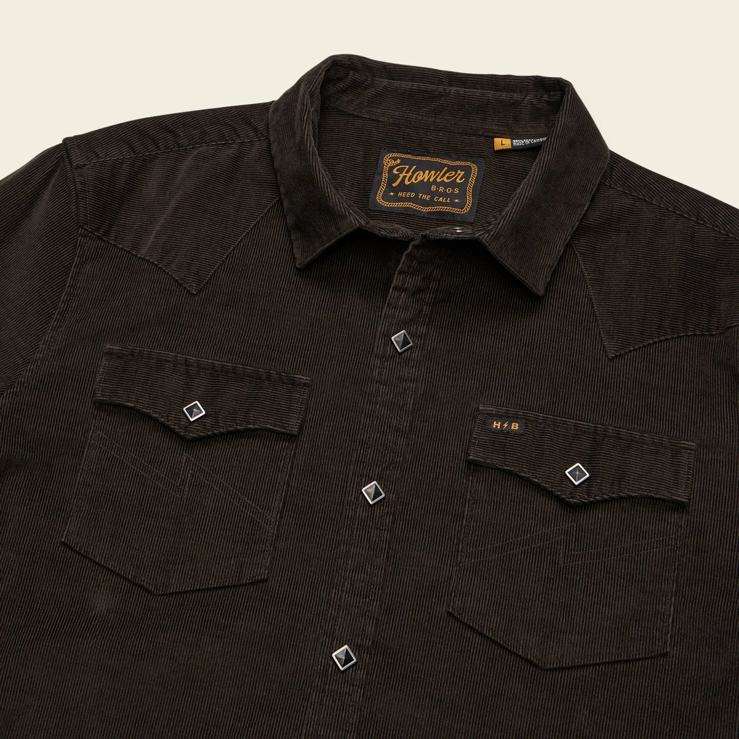 Banning Corduroy Snapshirt: Antique Black