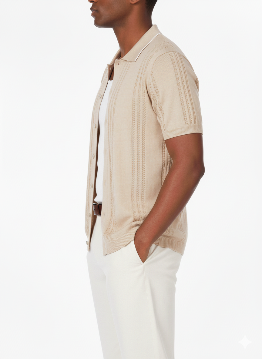 Men's Textured Polo Shirt: HB-0007 / XL
