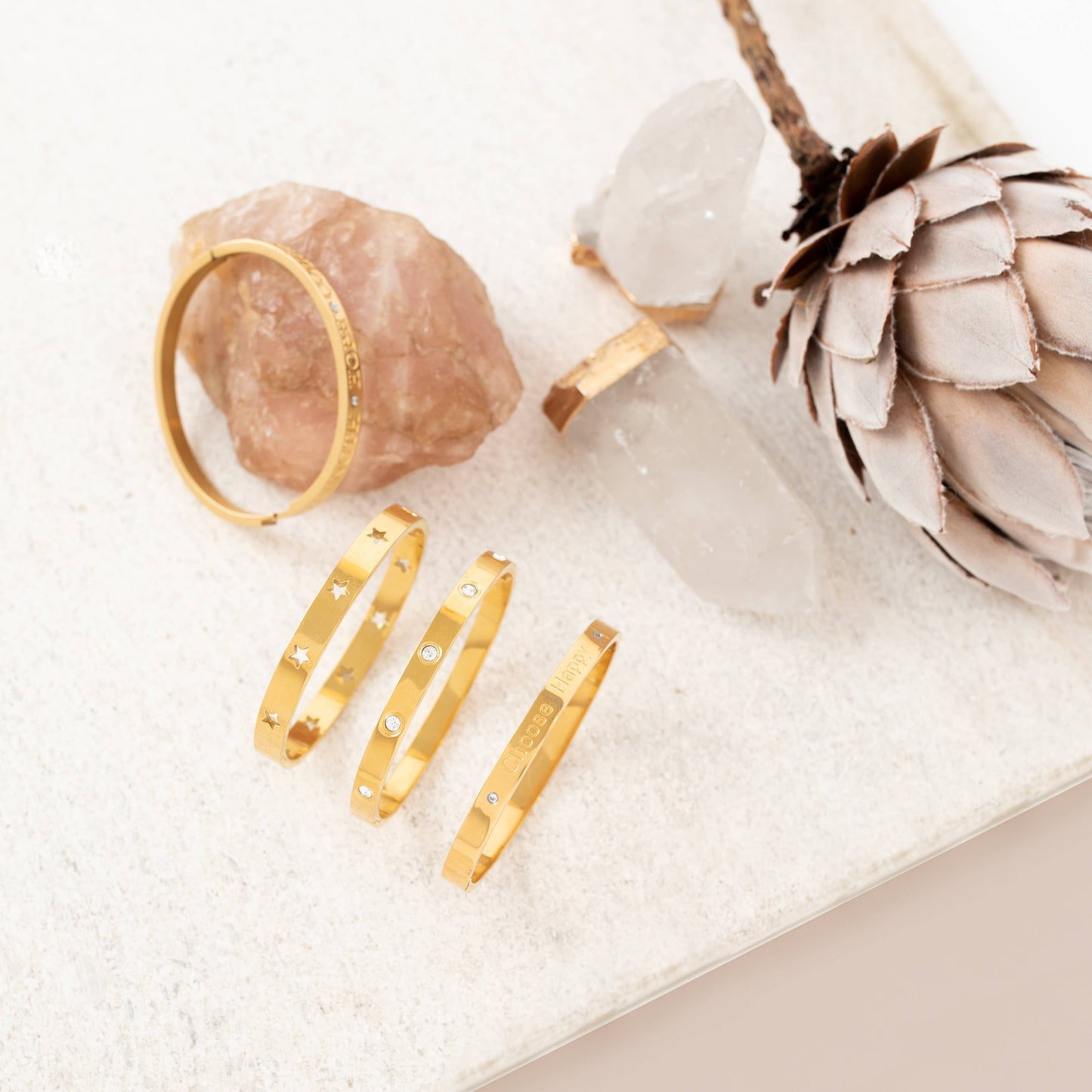 Cubic Zirconia Hinged Bracelet: Gold