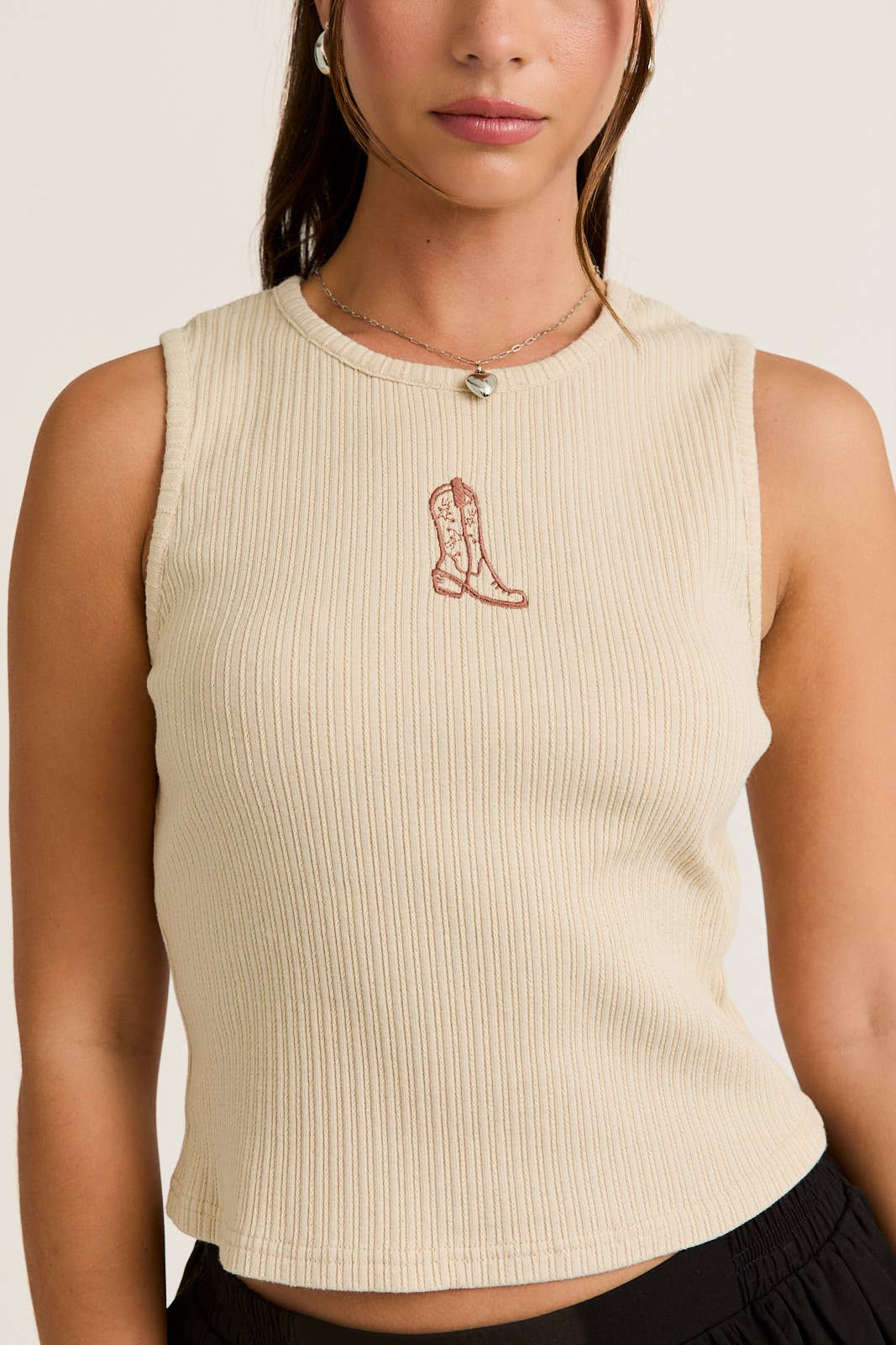Cowboy Boot Embroidered Tank Top