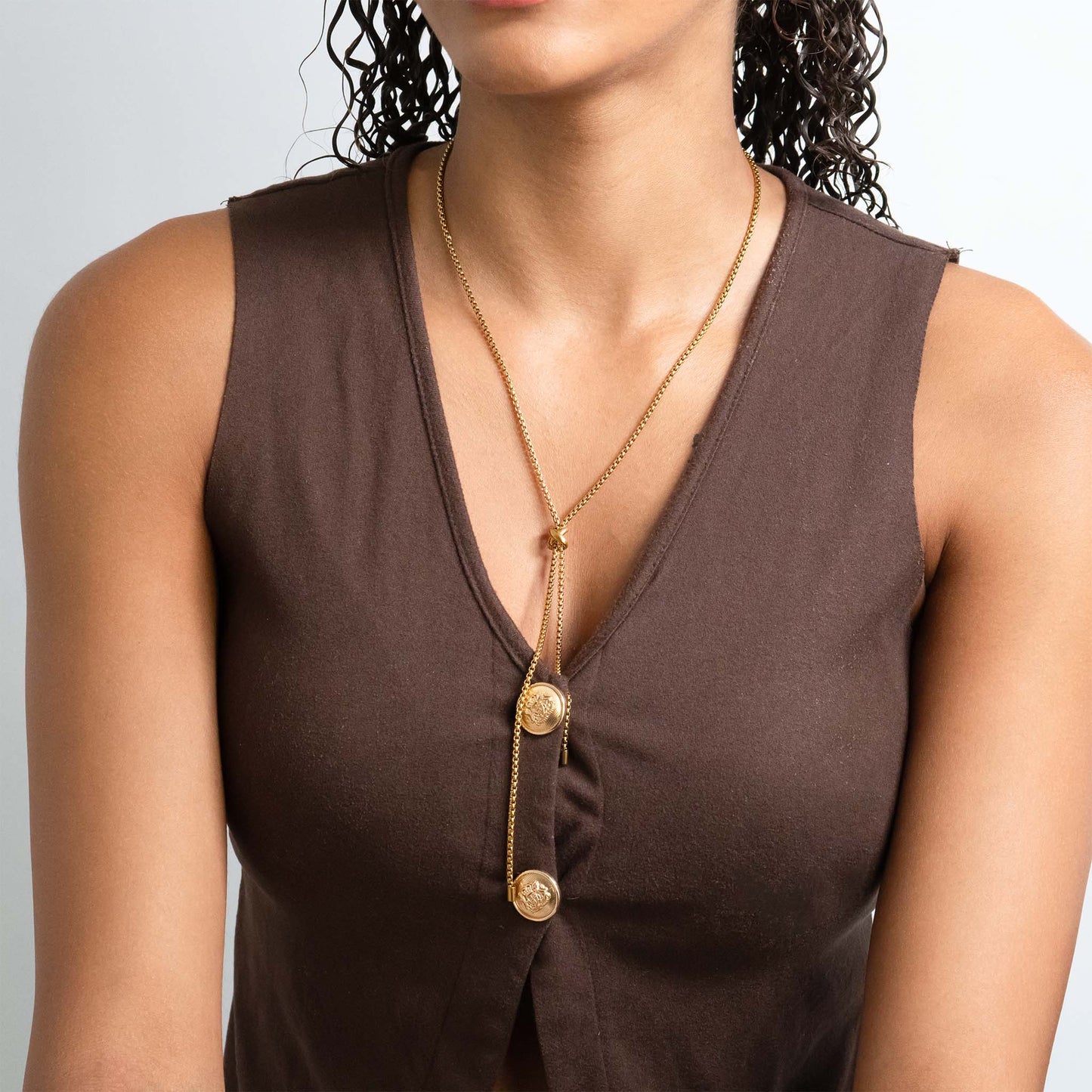 Willa 18K Gold Stainless Steel Bolo Necklace : Gold