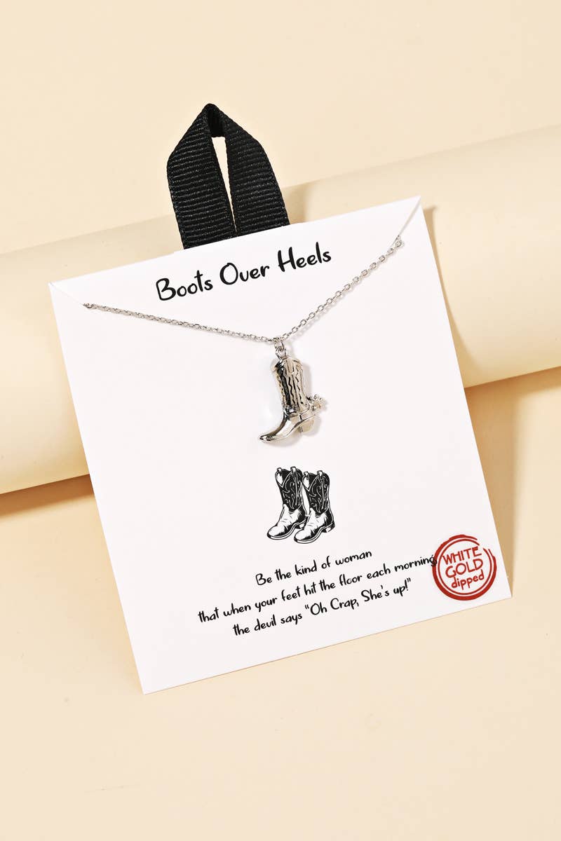 Gold Dipped Cowboy Boots Pendant Necklace: G